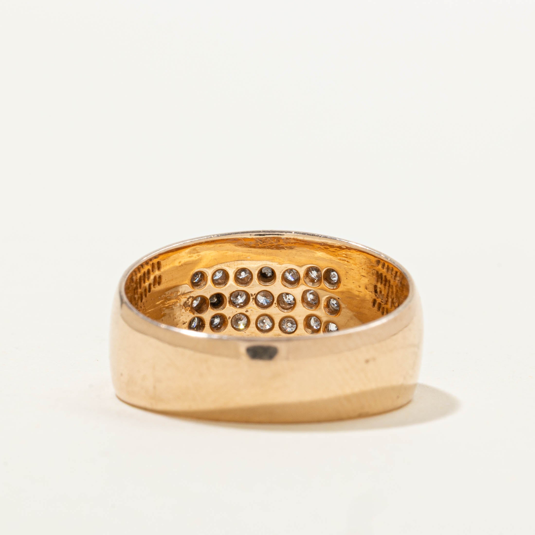 9k Pave Set Diamond Grid Band | SZ 6.25