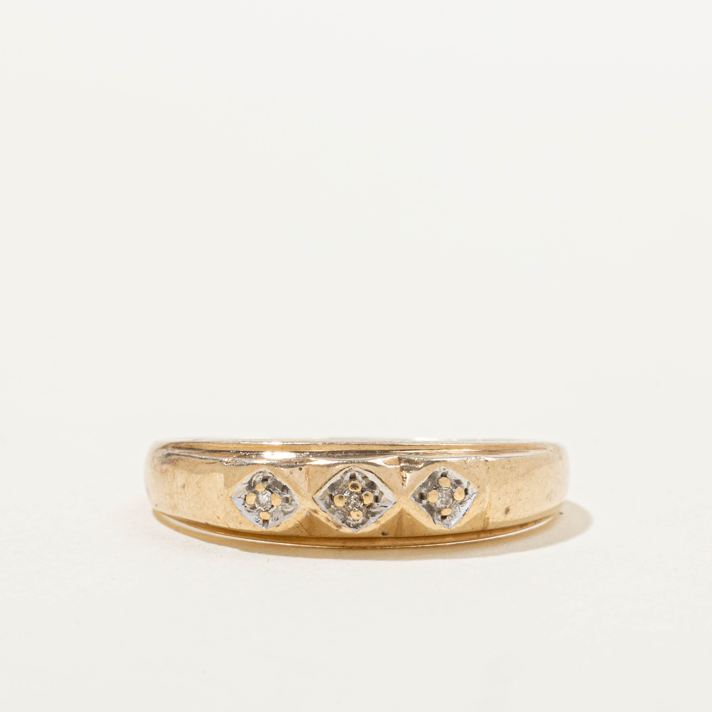 10k Three Stone  Illusion Set Diamond Band | SZ 9.5