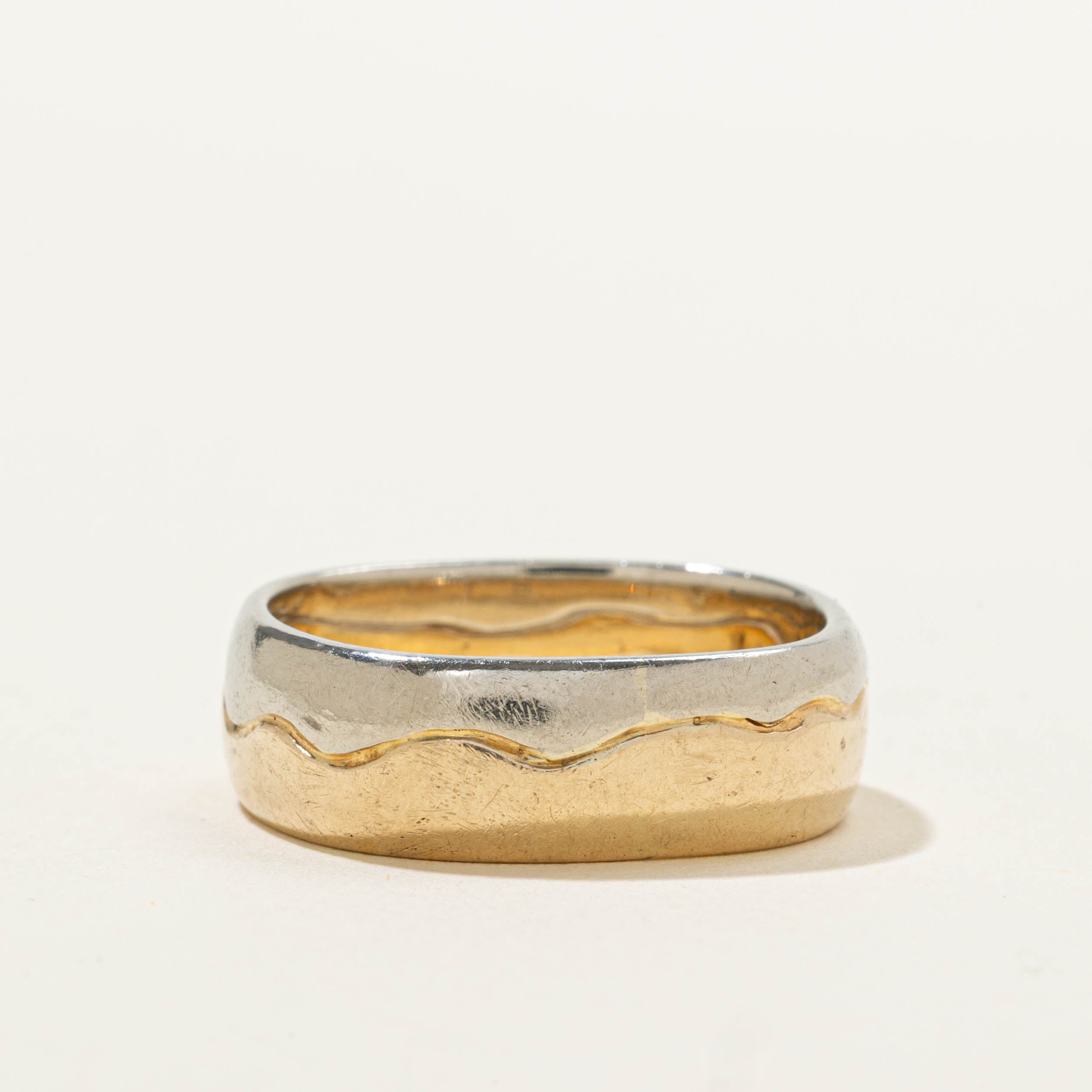 Two Tone Gold Diamond Wave Band | 7.00mm | SZ 8