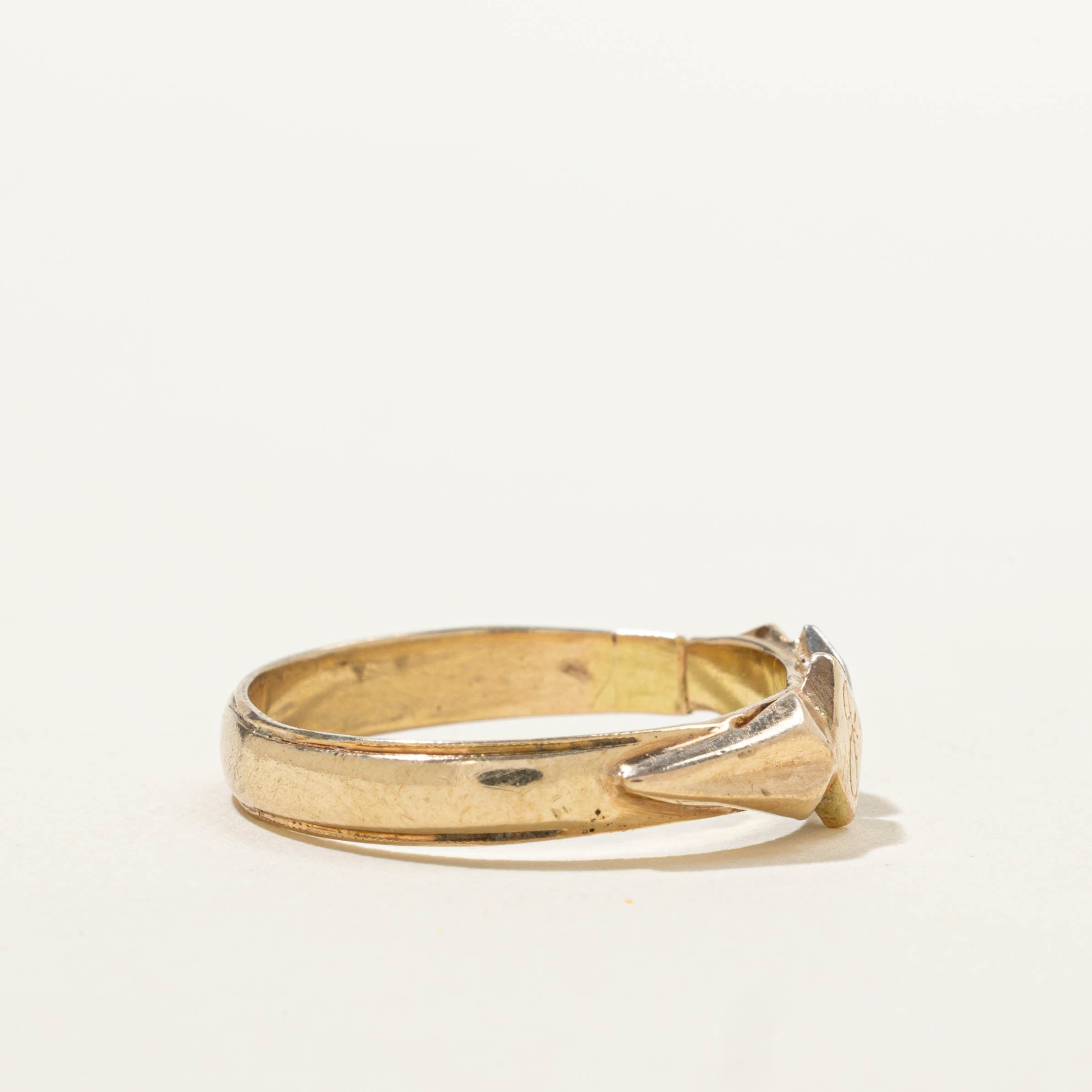9k Diamond "J" Initial Geometric Ring | SZ 8.25
