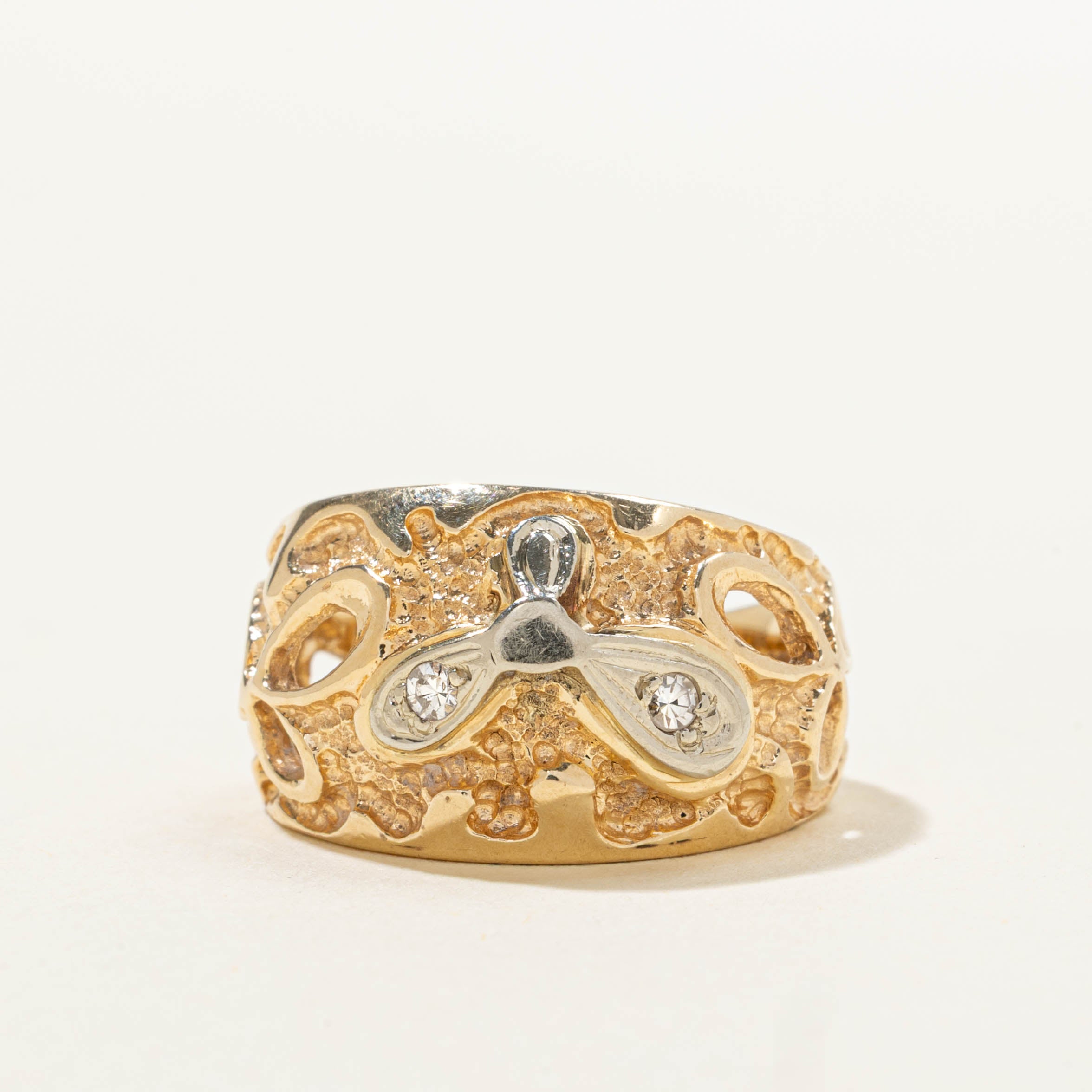 14k Diamond Openwork Abstract Chunky Band | SZ 6.5