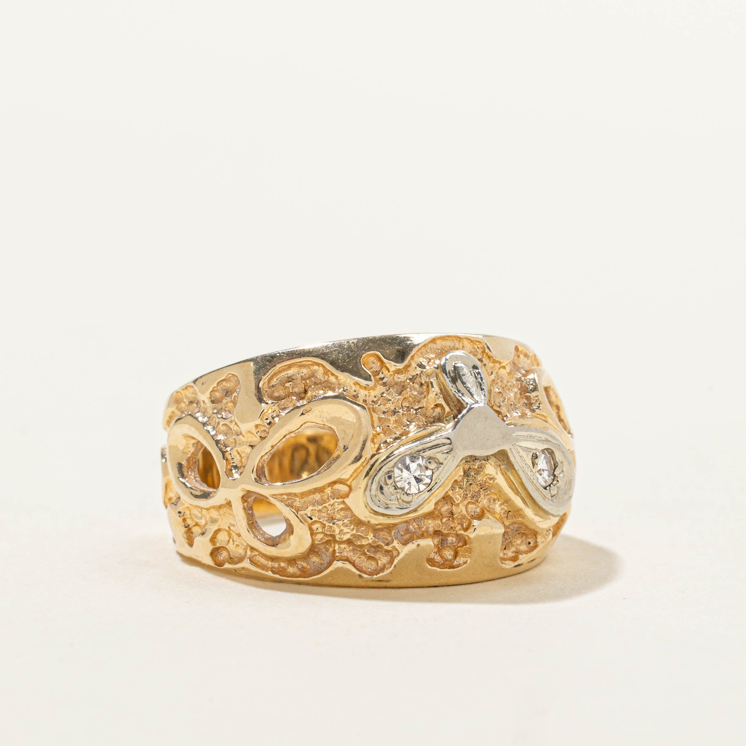 14k Diamond Openwork Abstract Chunky Band | SZ 6.5