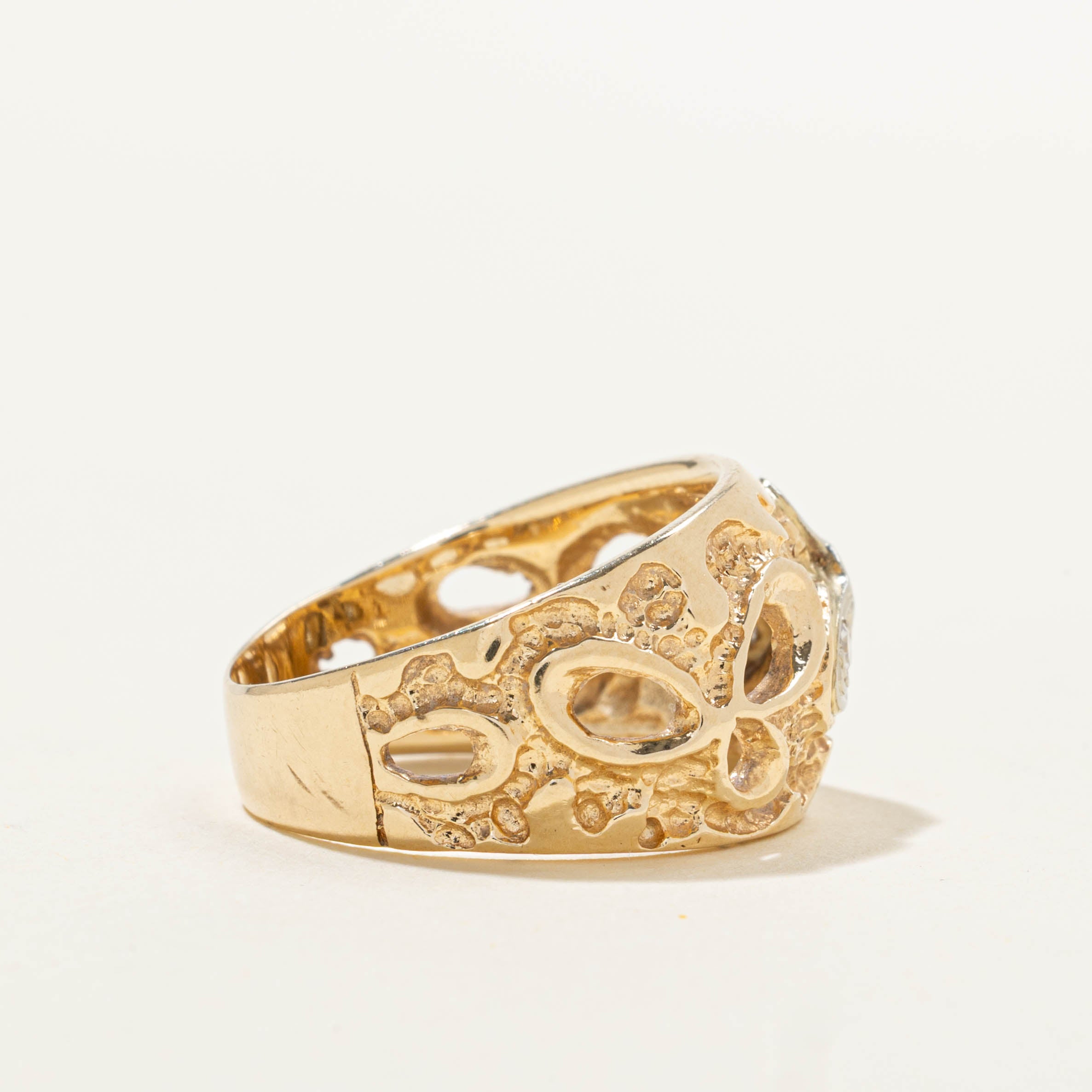 14k Diamond Openwork Abstract Chunky Band | SZ 6.5