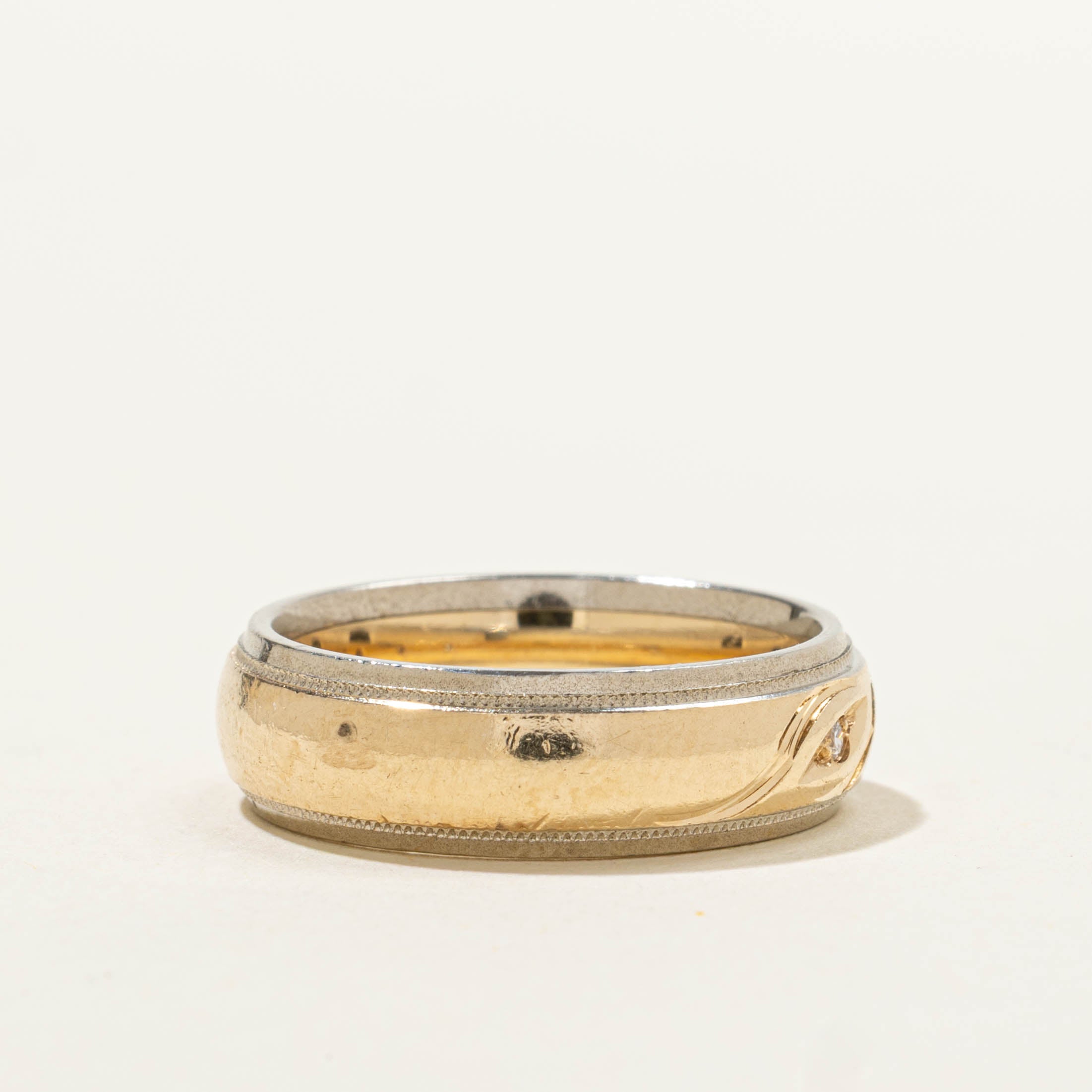 10k Diamond Accent Engraved Band | 5.85mm | SZ 6