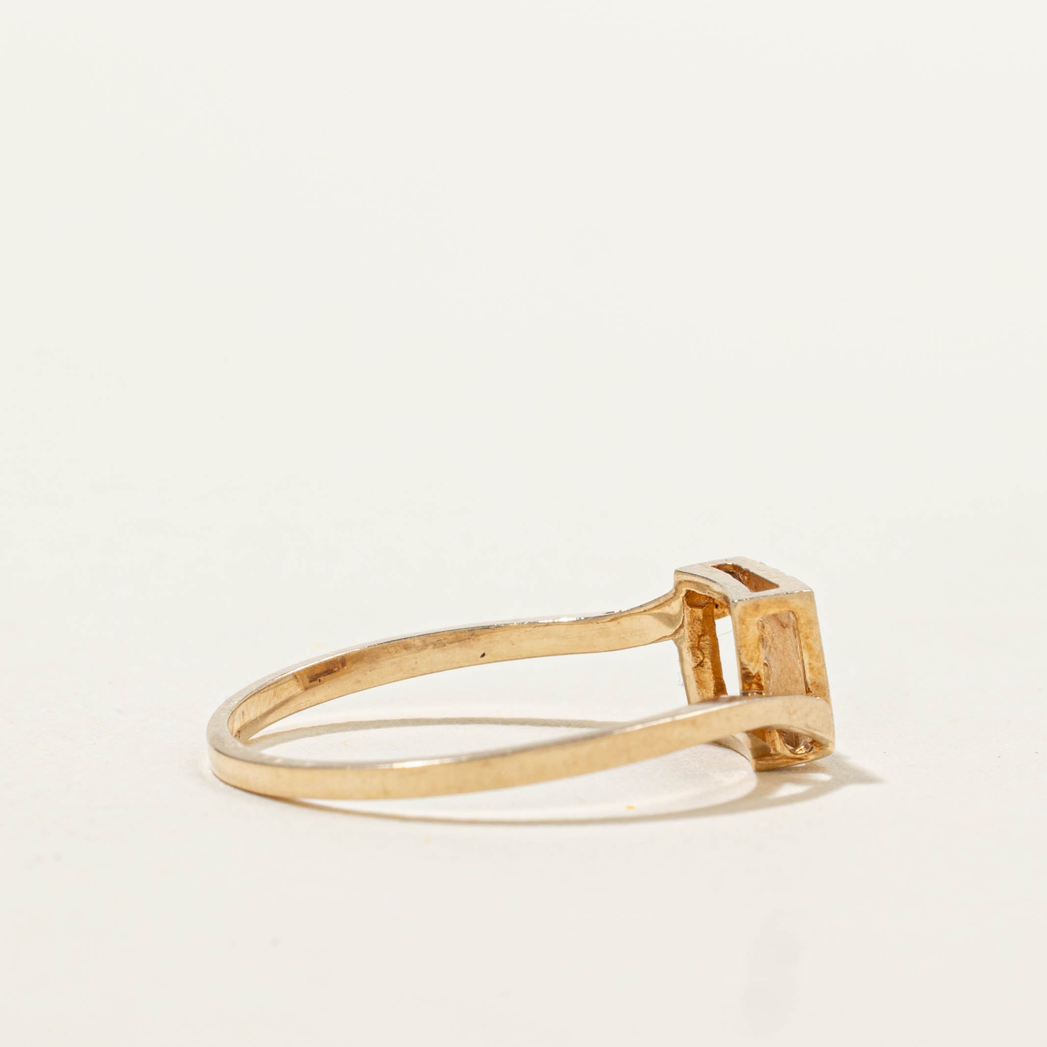 10k Diamond "J" Initial Engraved Bypass Ring | SZ 4.5