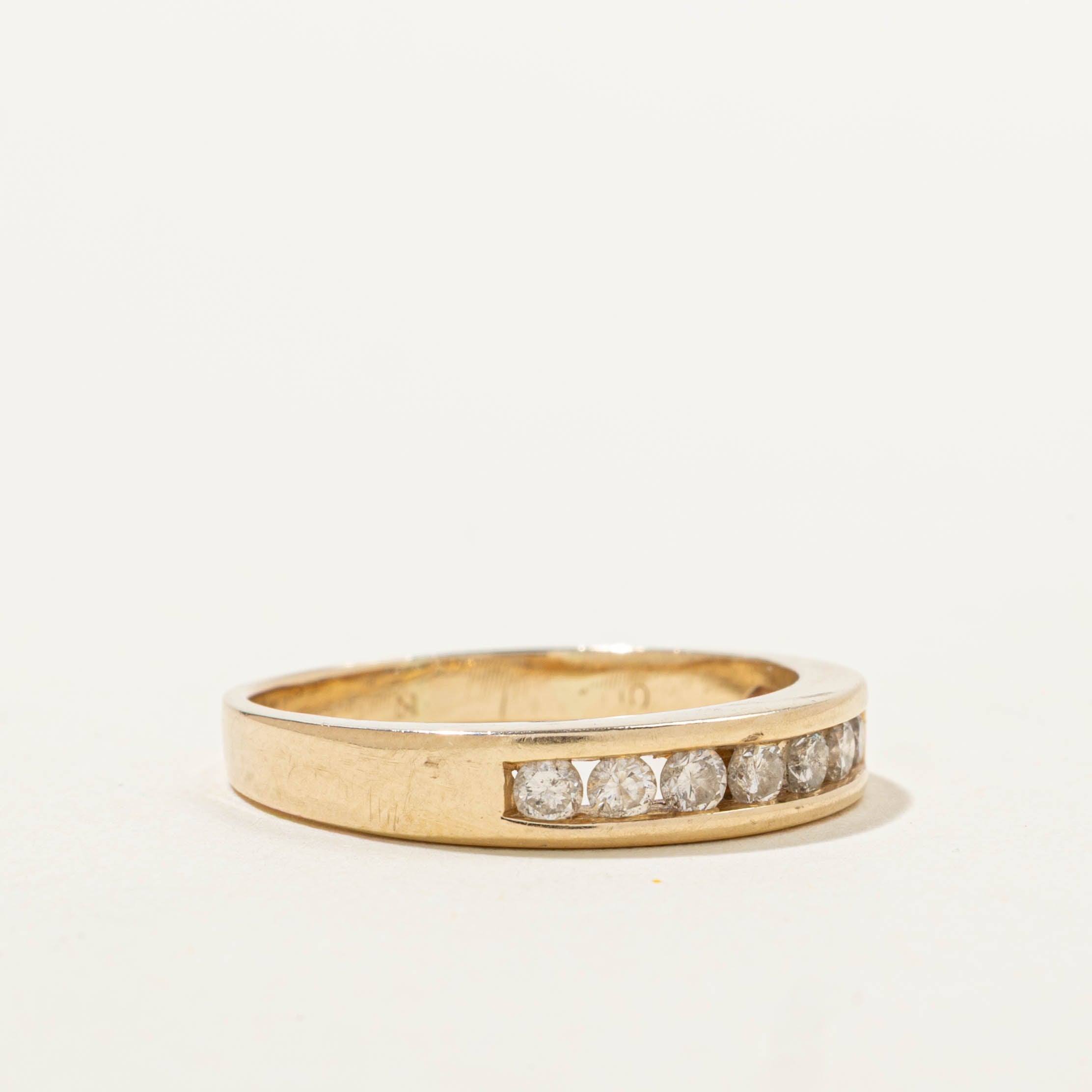 14k Channel Set Seven Stone Diamond Band | SZ 7