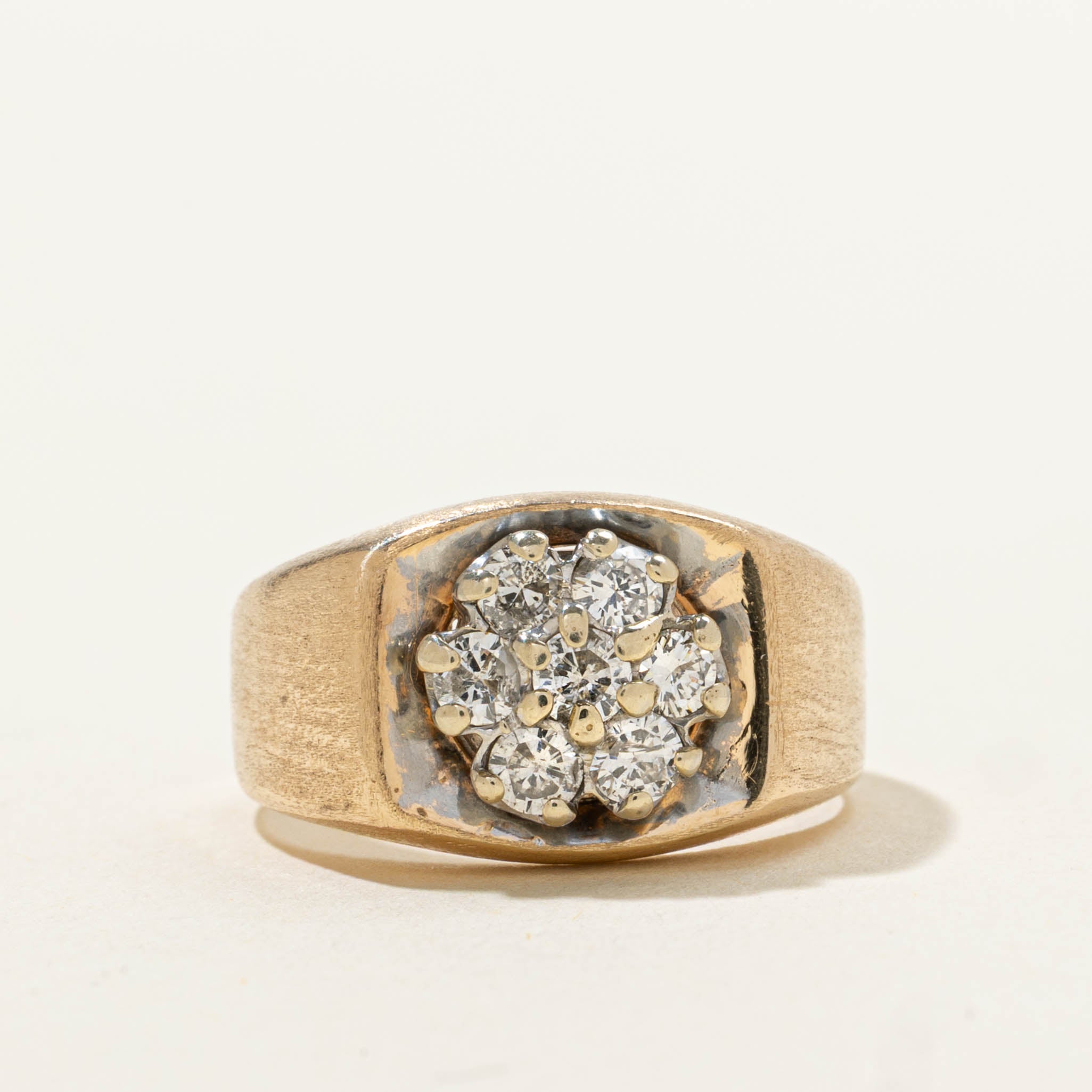 14k Diamond Floral Cluster Textured Ring | 0.45ctw | SZ 5
