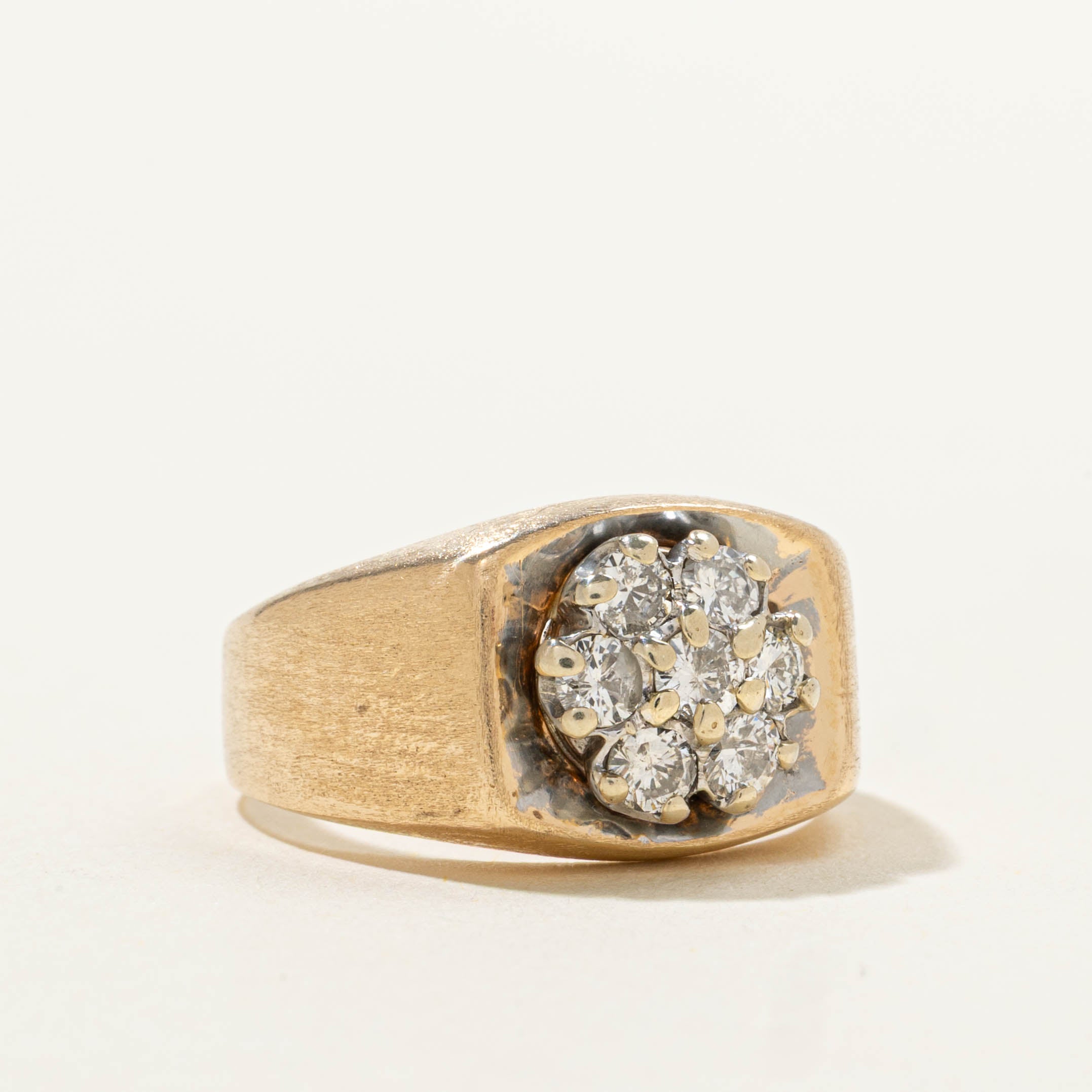 14k Diamond Floral Cluster Textured Ring | 0.45ctw | SZ 5