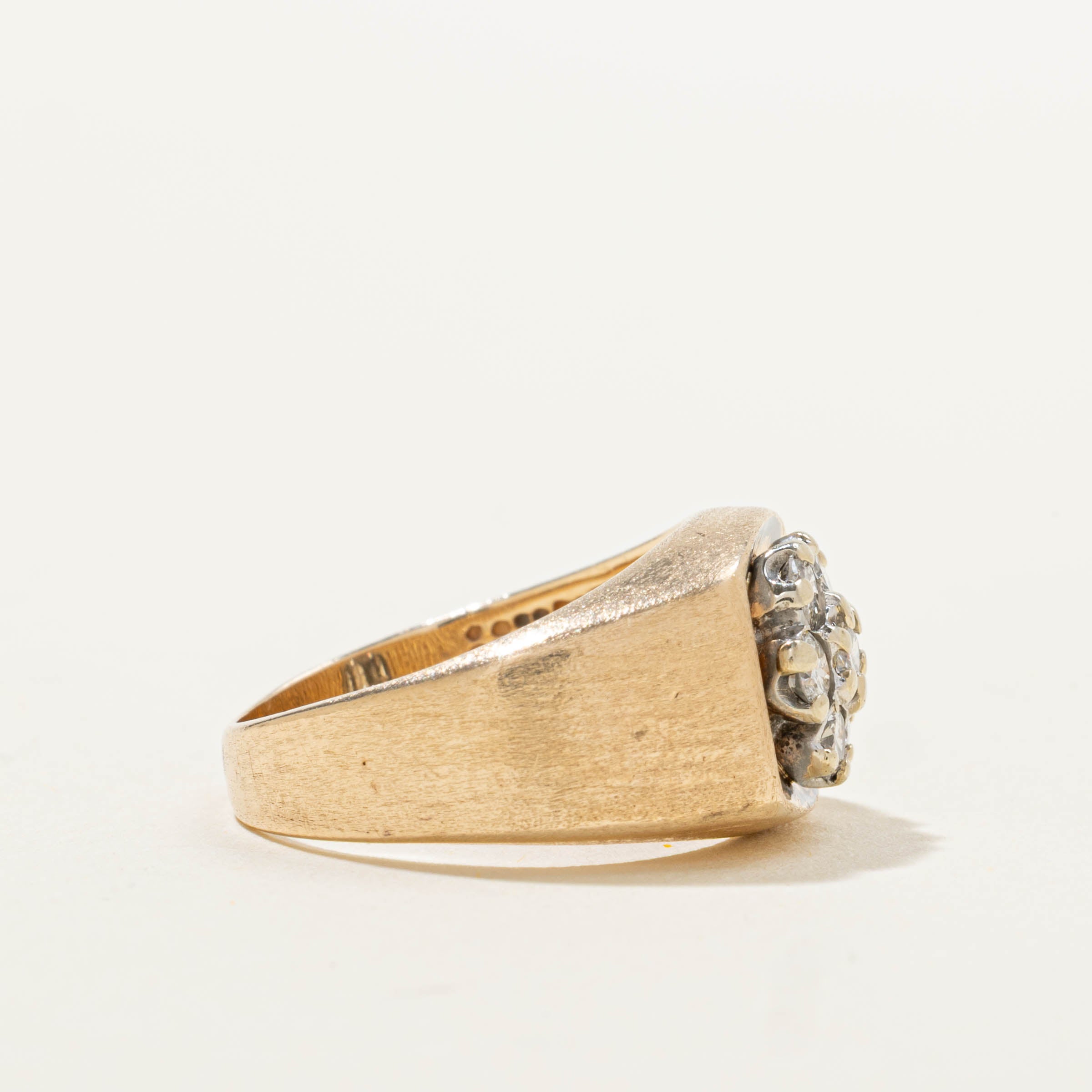 14k Diamond Floral Cluster Textured Ring | 0.45ctw | SZ 5