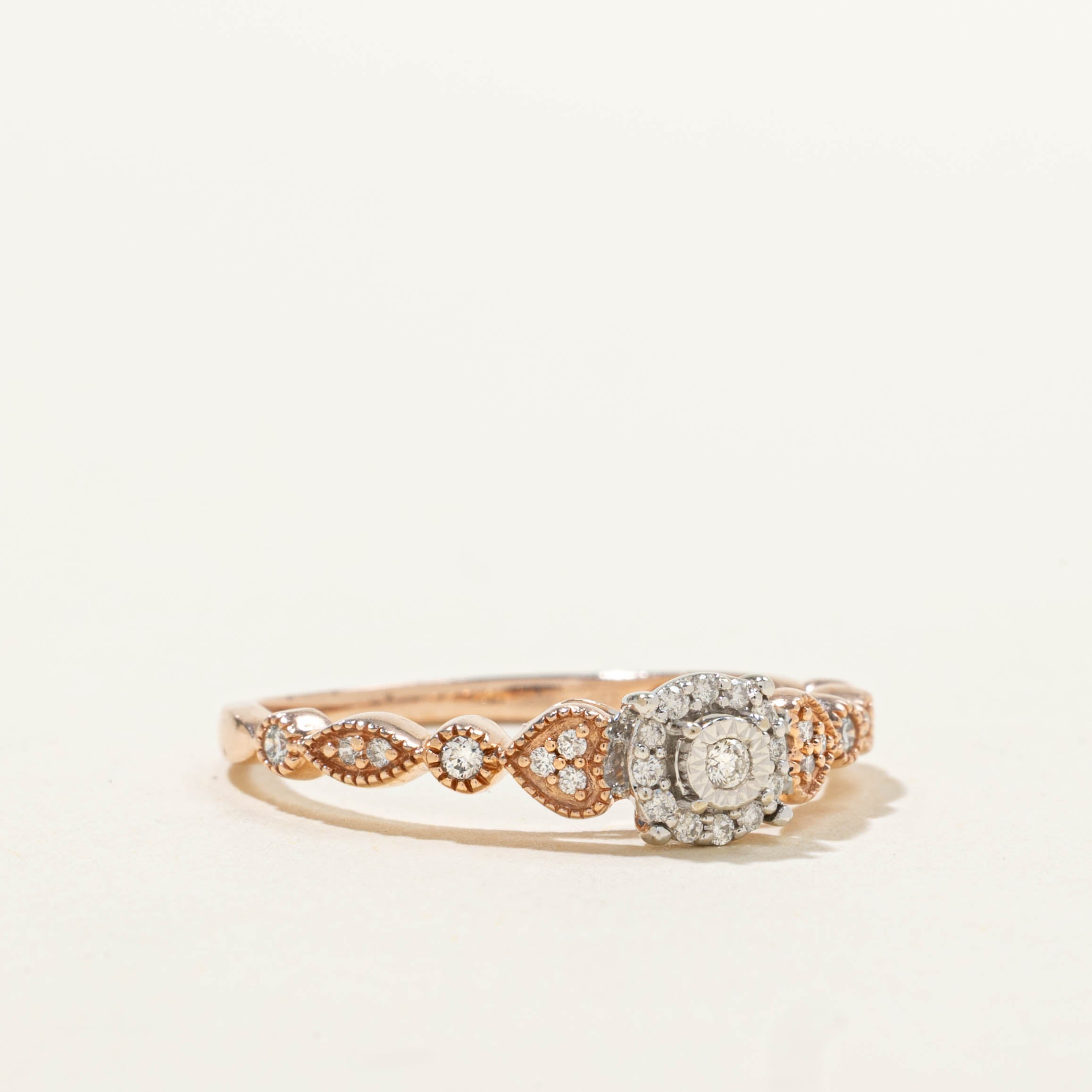 10k Illusion Set Diamond Halo Heart Accented Ring | SZ 8.5