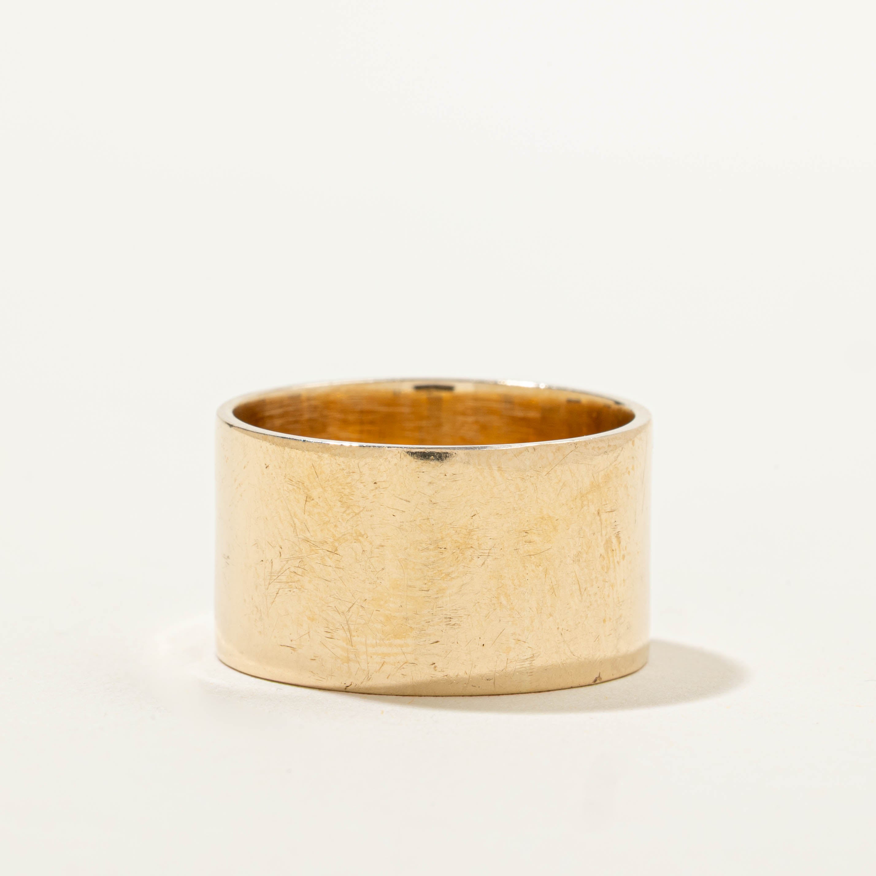 14k Bezel Set Diamond Cigar Band | 0.01ctw | 12.20mm | SZ 9.5