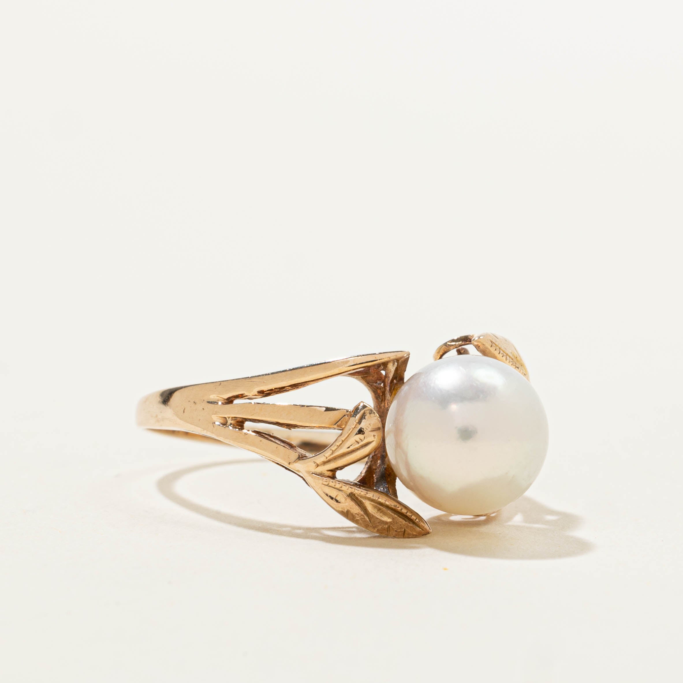 14k Pearl Floral Openwork Ring | SZ 7.5