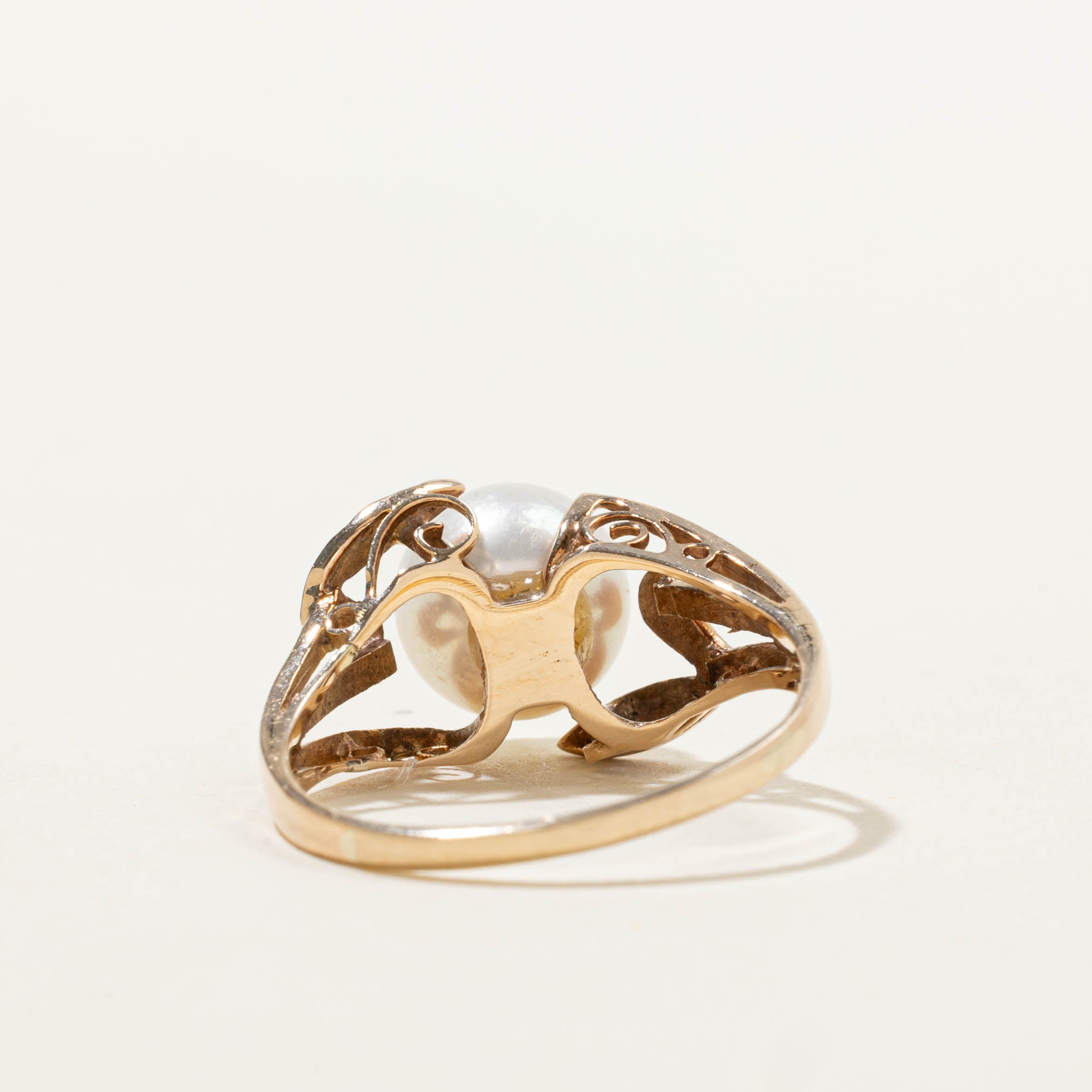 14k Pearl Floral Openwork Ring | SZ 7.5