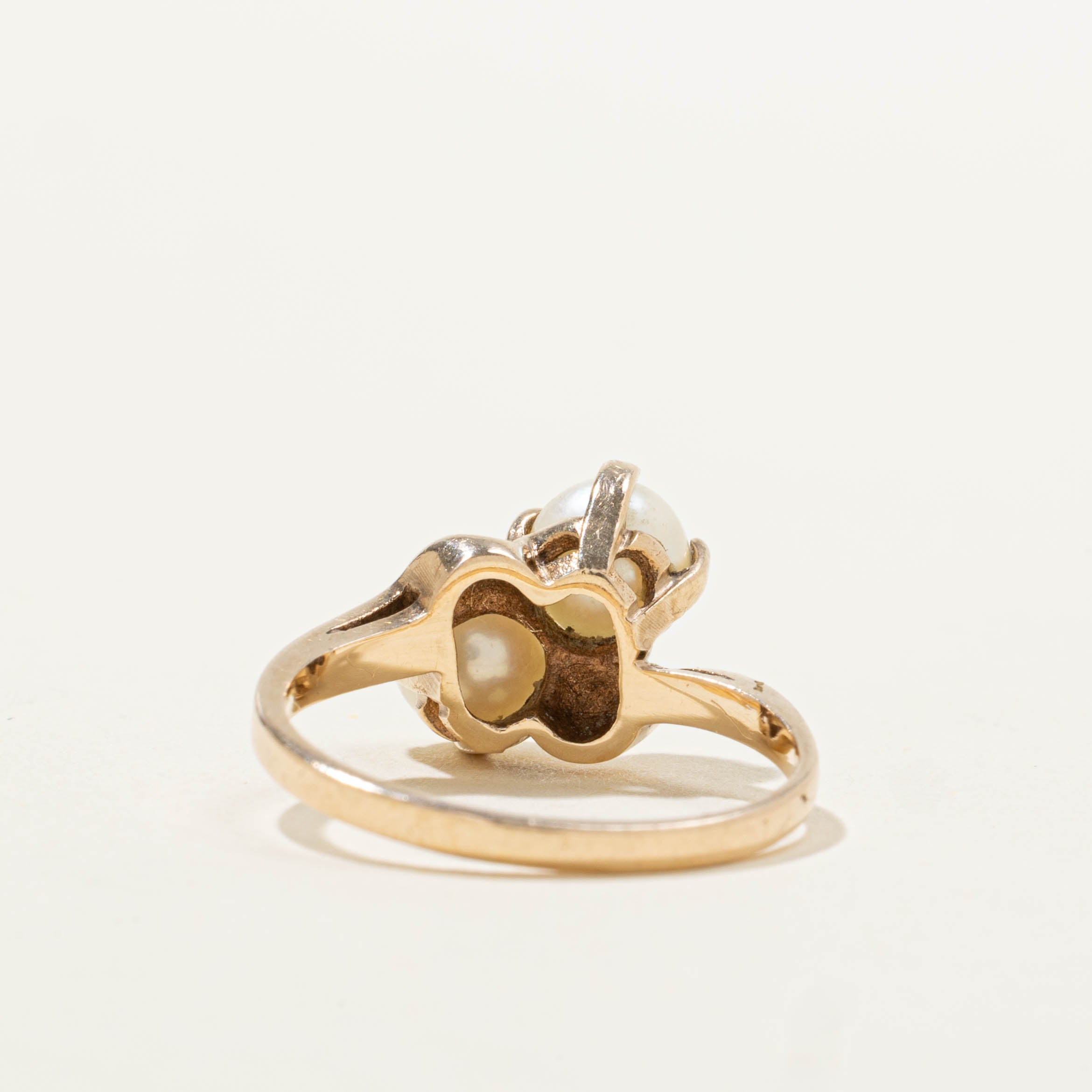 10k Two Pearl Bypass Ring | SZ 5