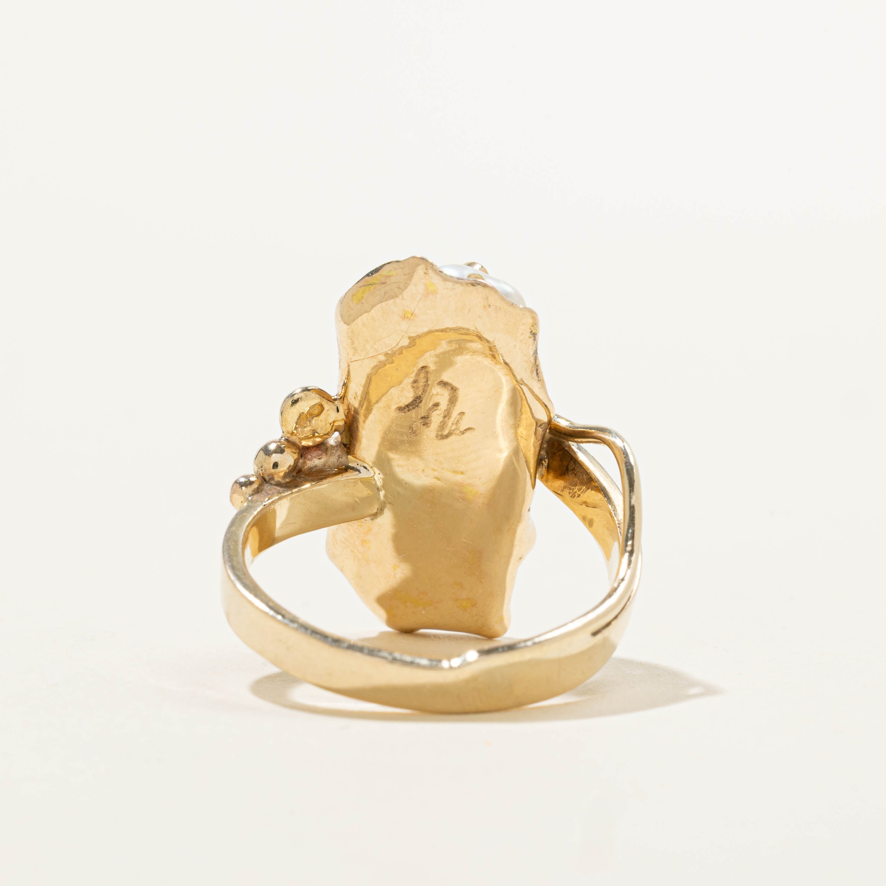 Baroque Pearl & Diamond Abstract Ring | SZ 6.75