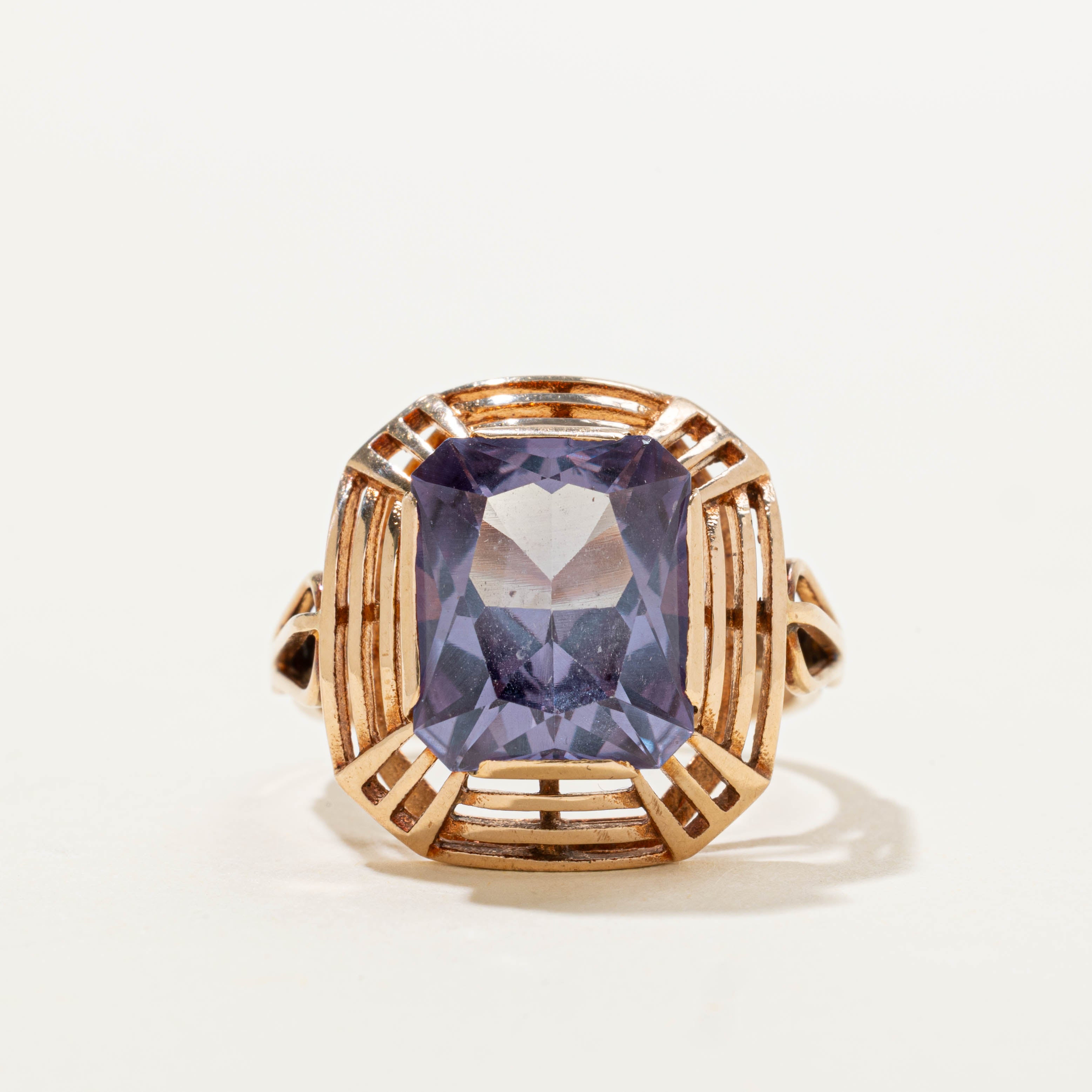 Vintage Polish 14k Synthetic Colour Changing Sapphire Cocktail Ring | 7.0ct | SZ 8