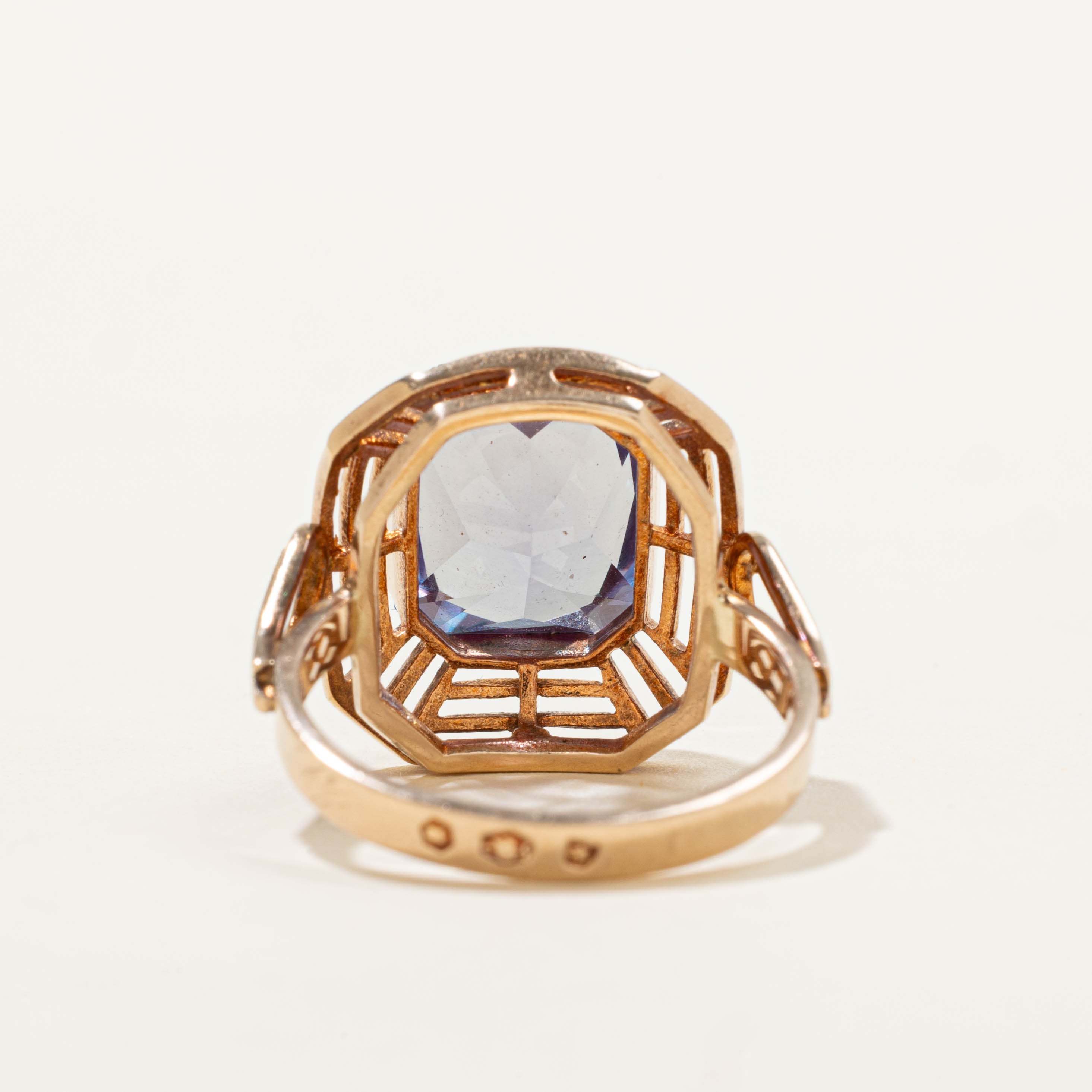 Vintage Polish 14k Synthetic Colour Changing Sapphire Cocktail Ring | 7.0ct | SZ 8