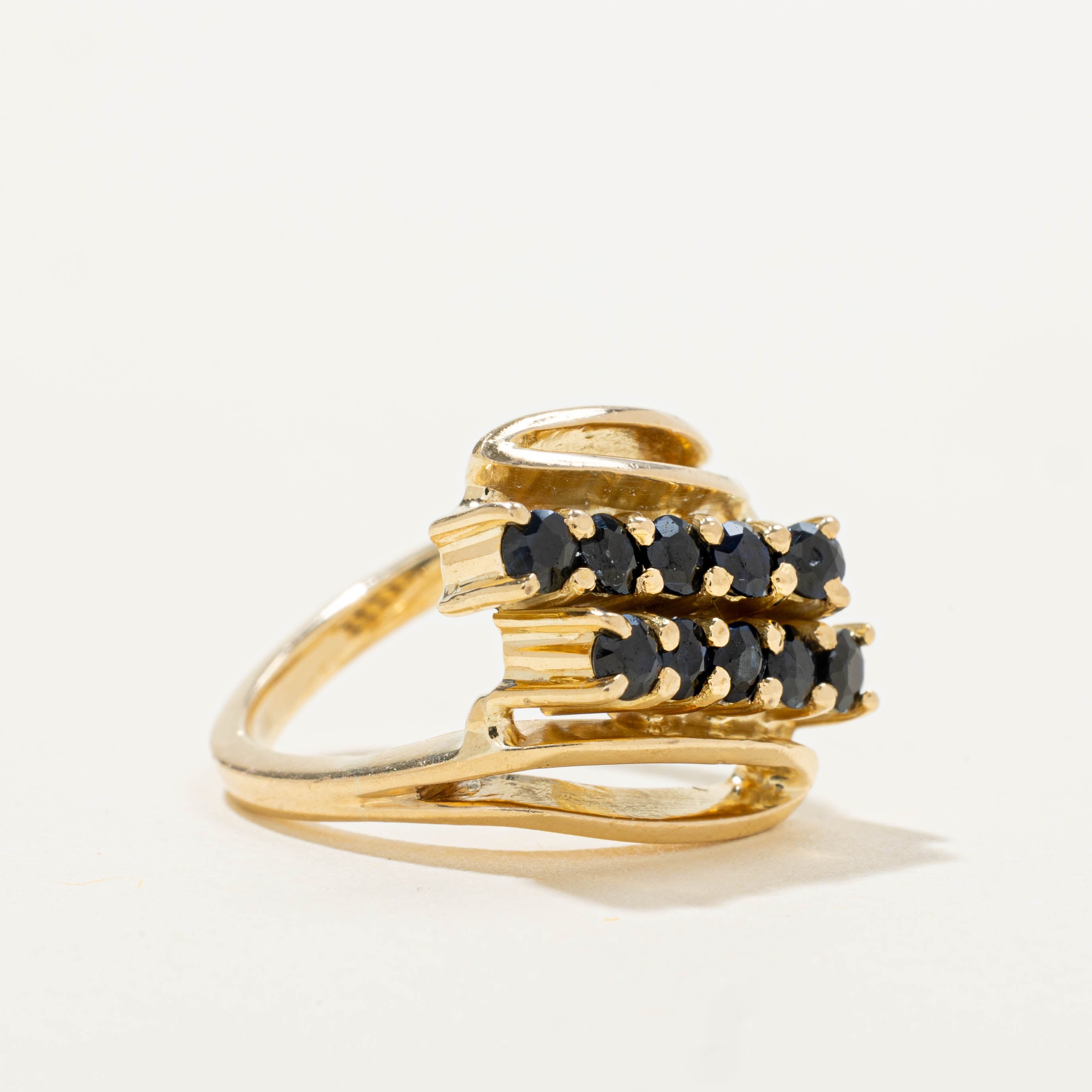 70s Sapphire Double Row Bypass Ring | SZ 2.75