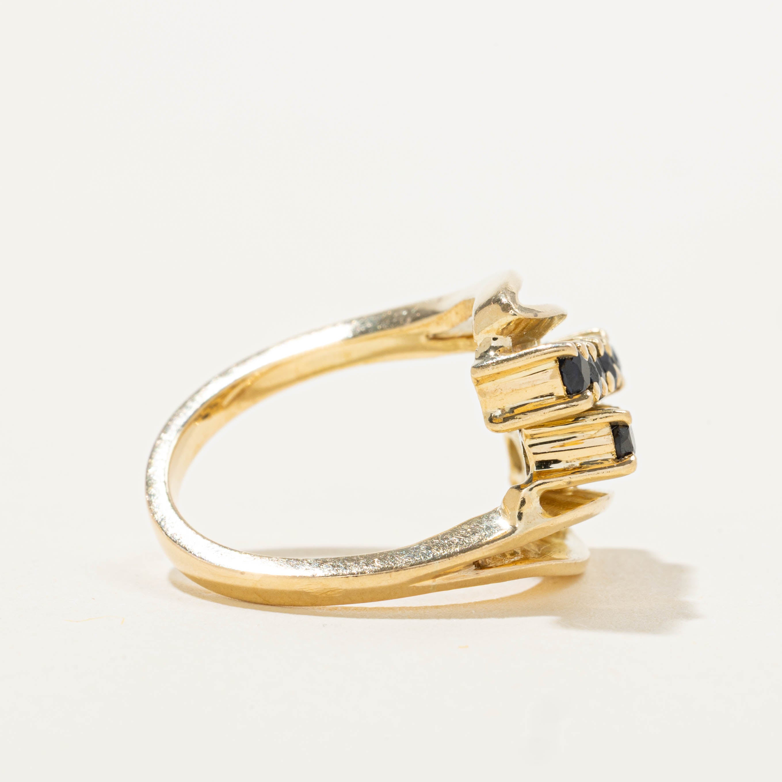 70s Sapphire Double Row Bypass Ring | SZ 2.75