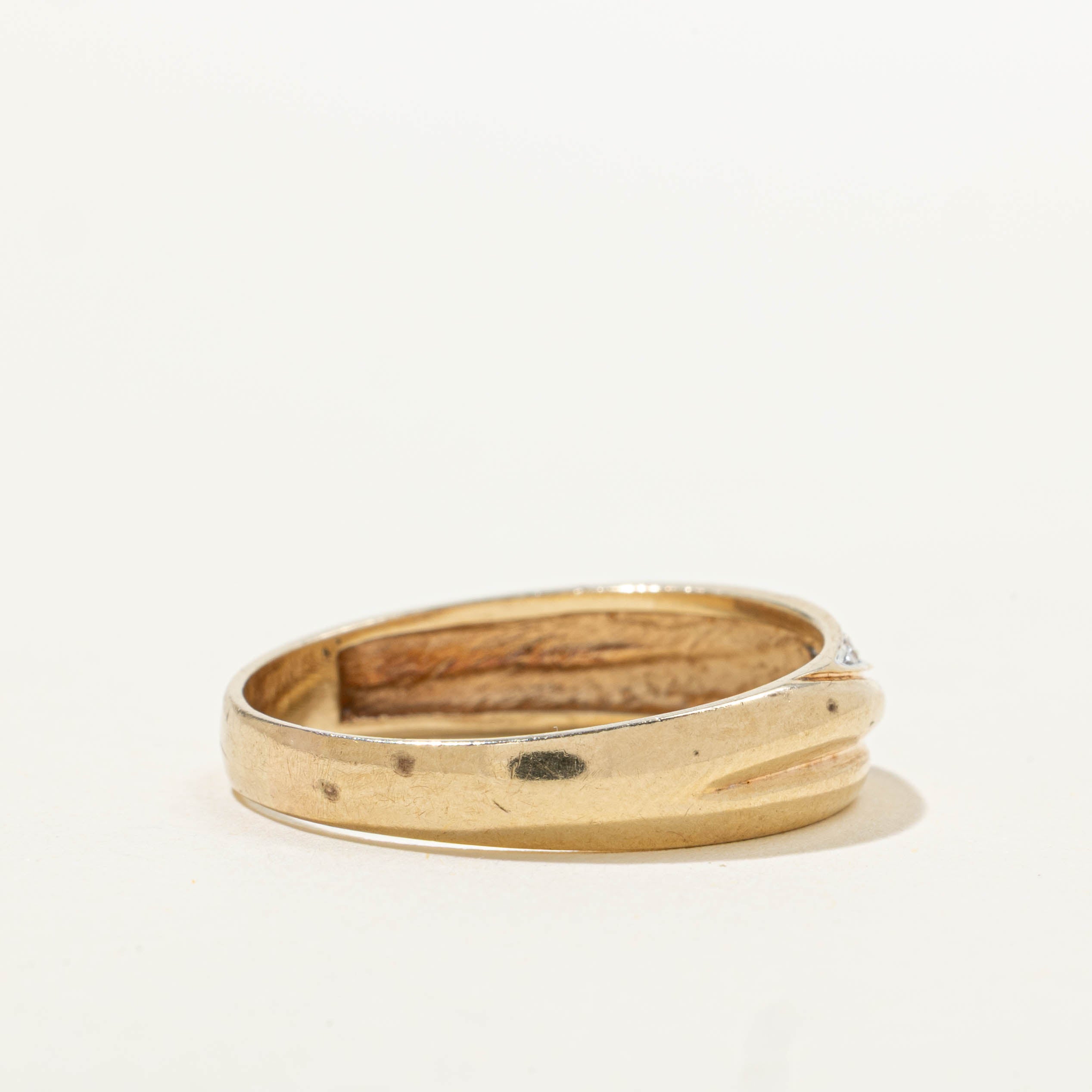 Gold Diamond Grooved Band | SZ 10