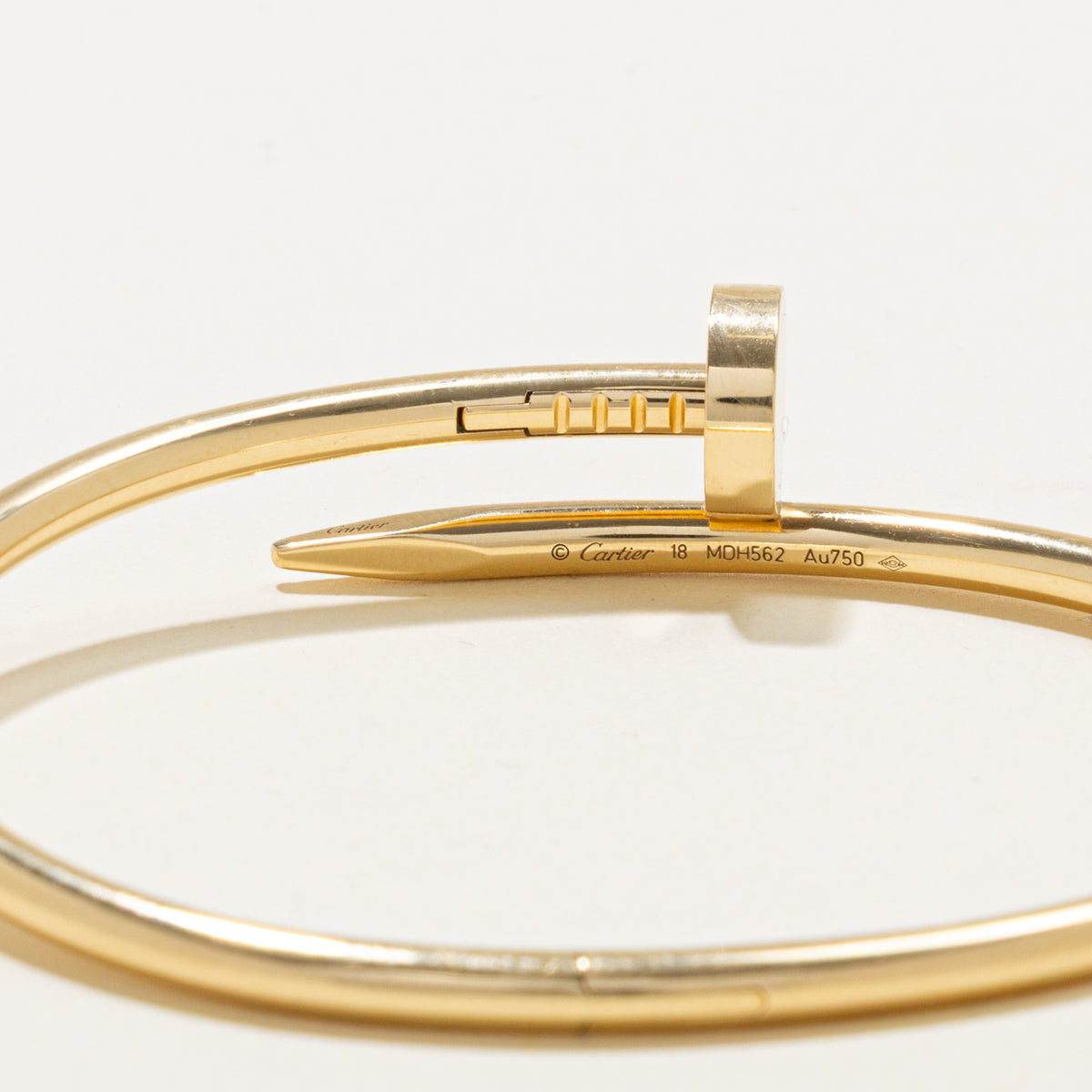 'Cartier' Juste un Clou Bracelet, Classic Model Yellow Gold Bangle | 7"