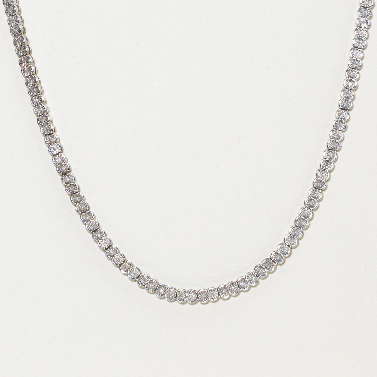 'Effy' Silver Illusion Set Diamond Scalloped Tennis Necklace | 0.31ctw | 18"