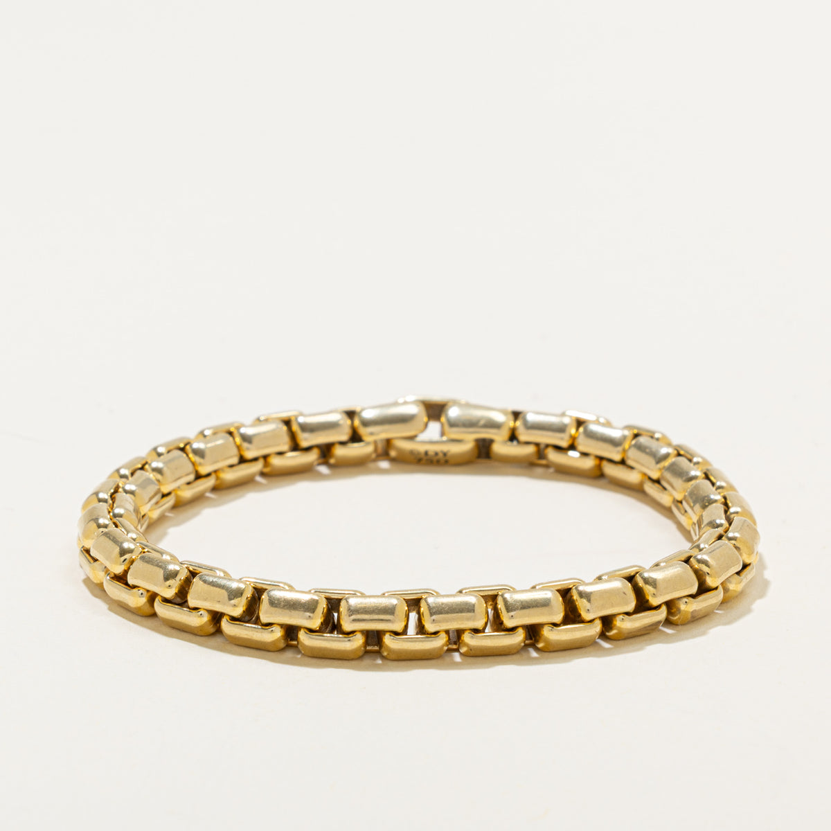 'David Yurman' 18k Yellow Gold Box Chain Bracelet | 7.3mm | 8.5"