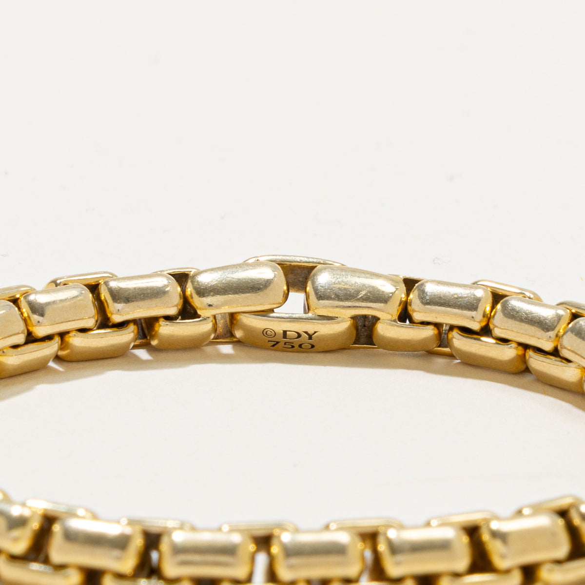 'David Yurman' 18k Yellow Gold Box Chain Bracelet | 7.3mm | 8.5"