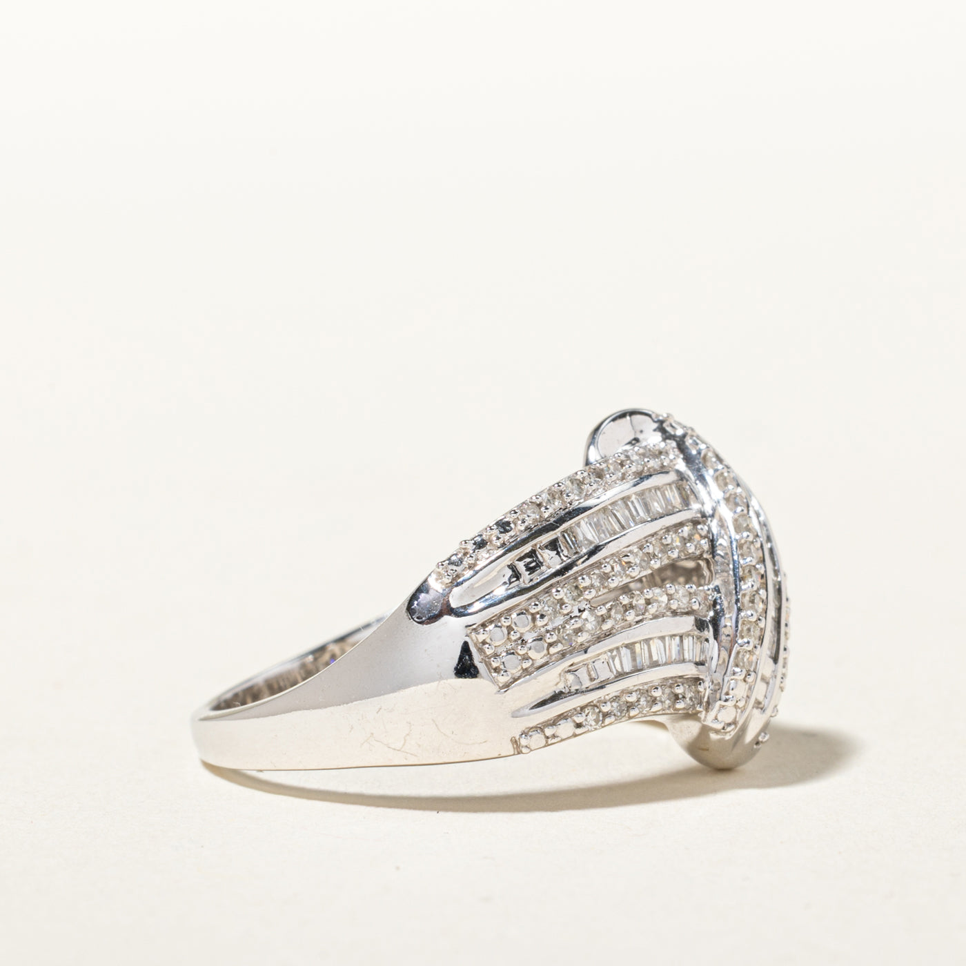 14k Multi Row Diamond Cross Over Ring | 0.58ctw | SZ 8
