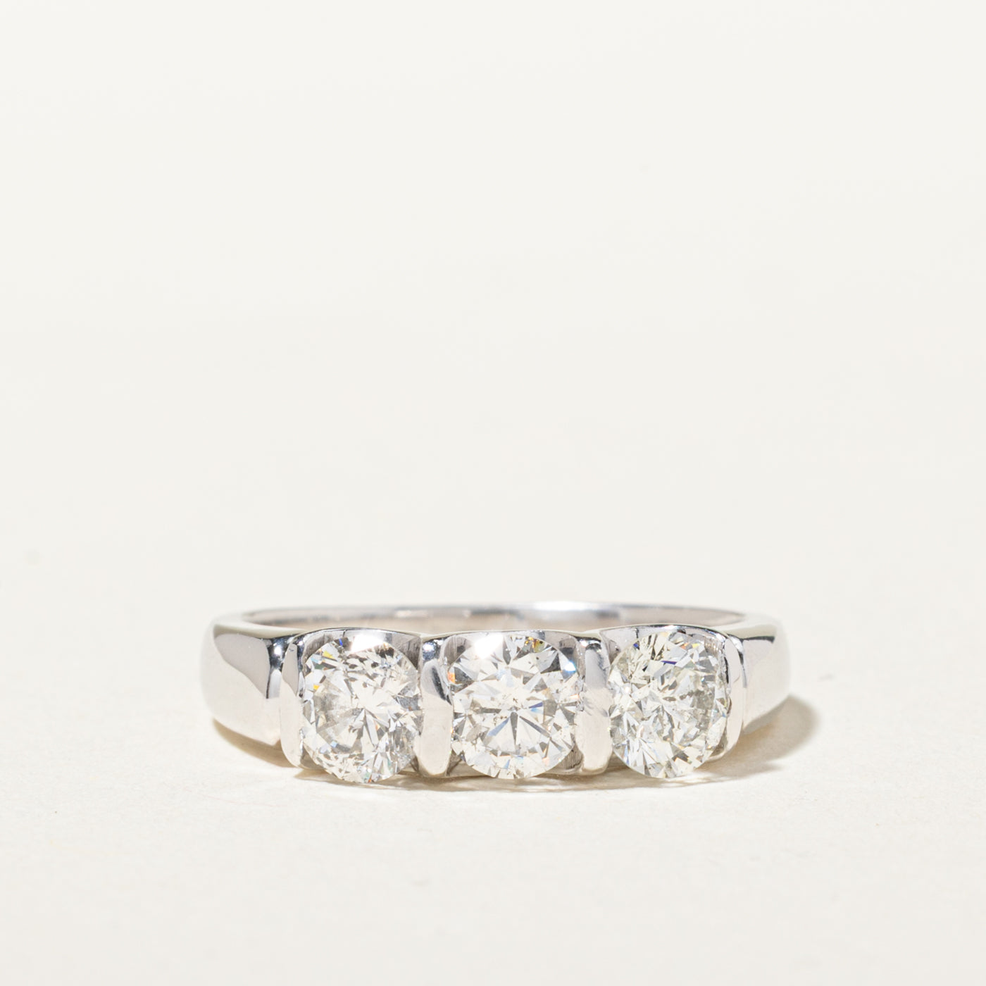 14k Three Stone Diamond Engagement Ring | 0.98ctw | SZ 4.5