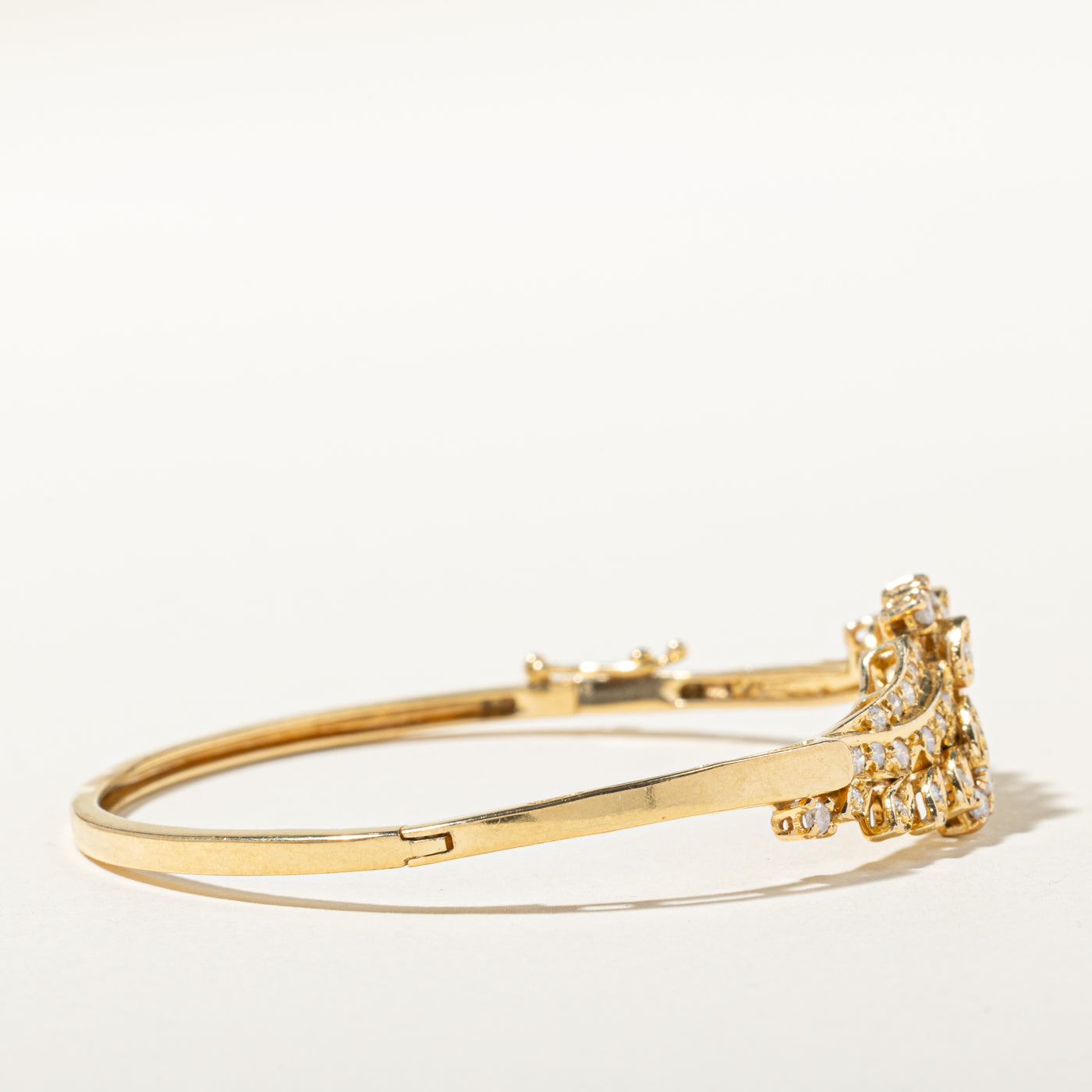14k Scattered Diamond Waterfall Floral Bangle | 0.55ctw | 6.5"