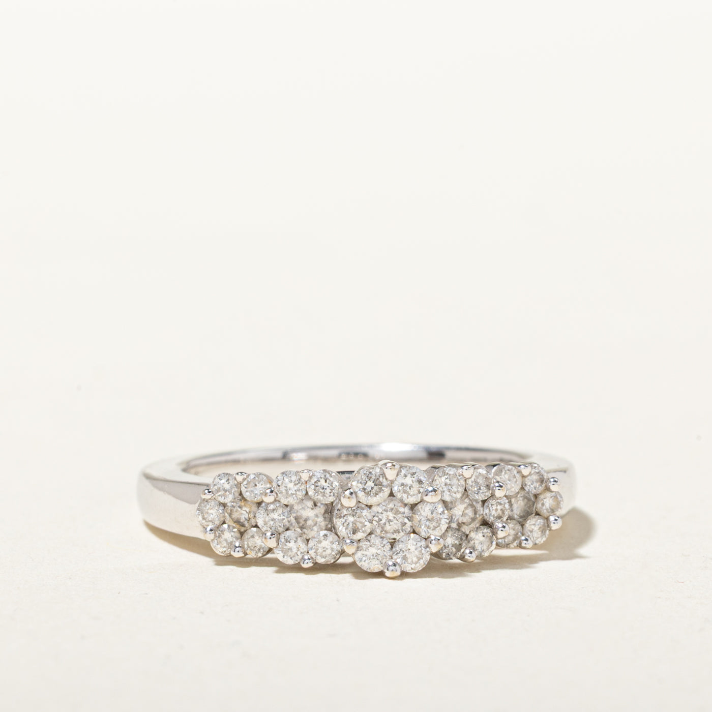 14k White Gold Diamond Multi Cluster Ring | 0.60ctw | SZ 6.75