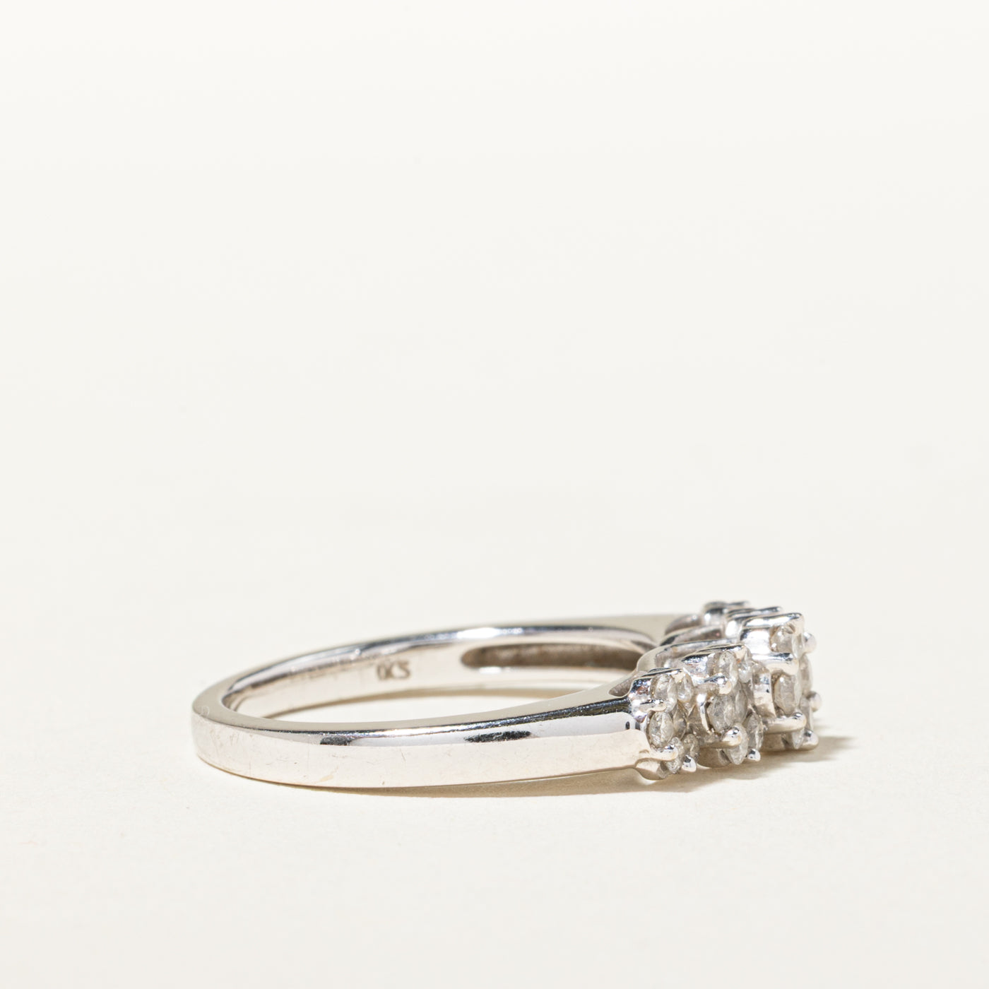 14k White Gold Diamond Multi Cluster Ring | 0.60ctw | SZ 6.75