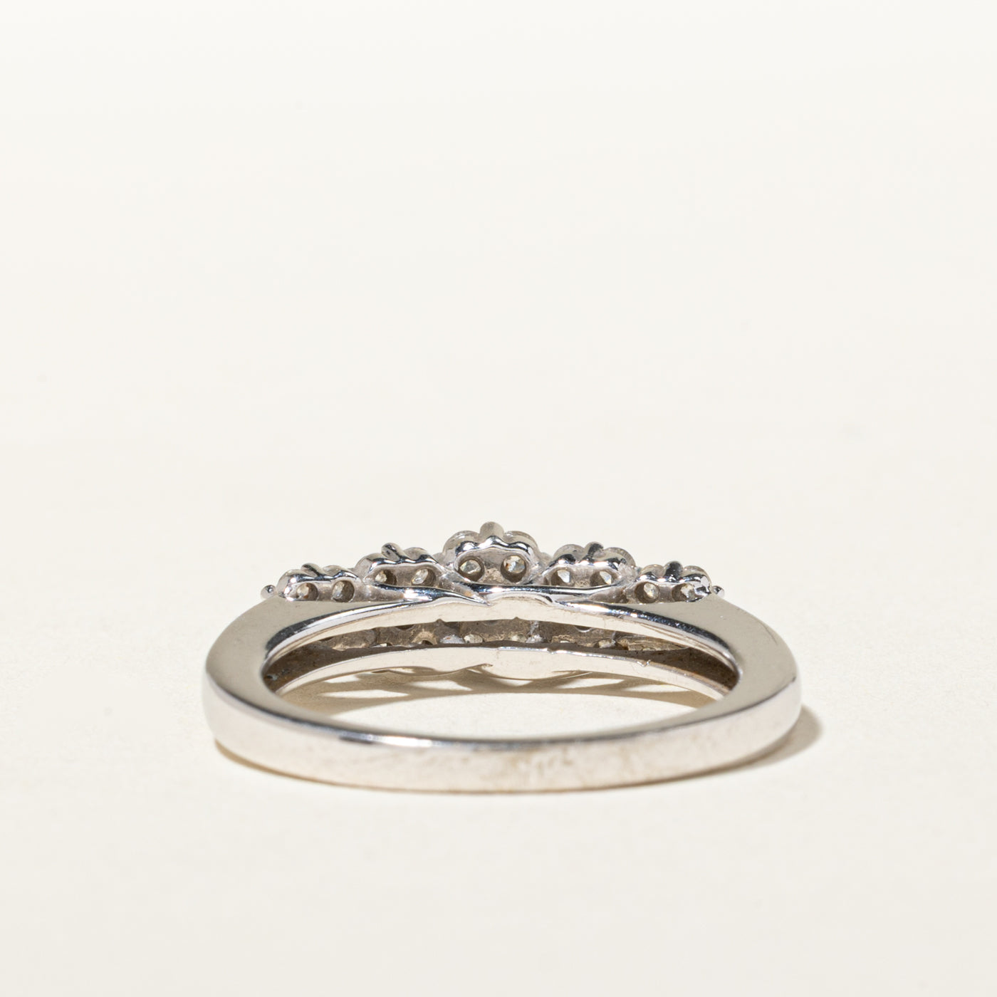 14k White Gold Diamond Multi Cluster Ring | 0.60ctw | SZ 6.75