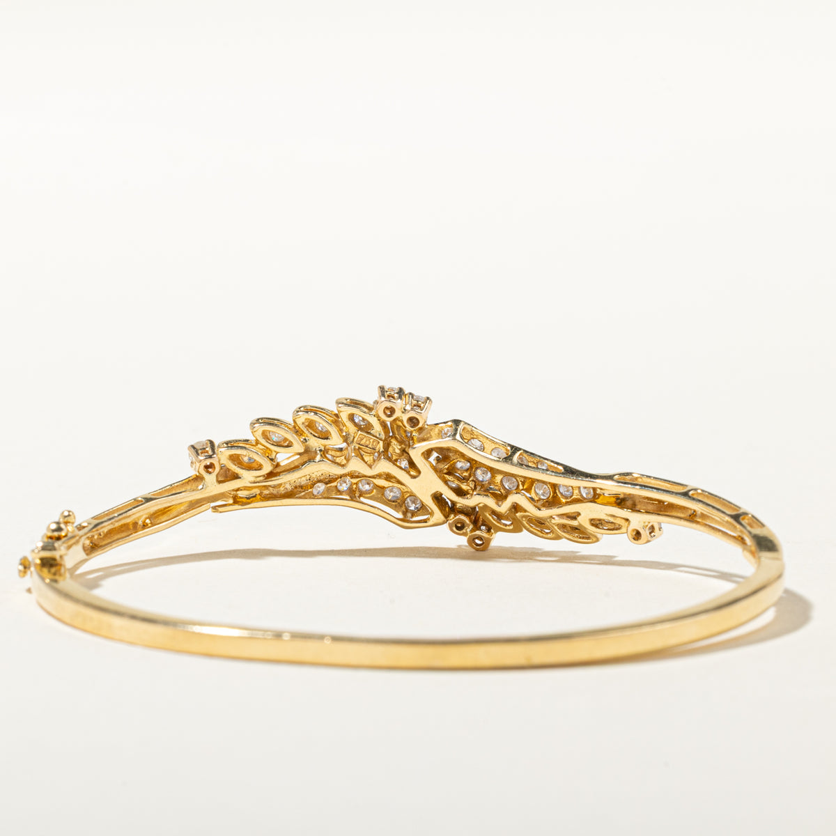 14k Scattered Diamond Waterfall Floral Bangle | 0.55ctw | 6.5"