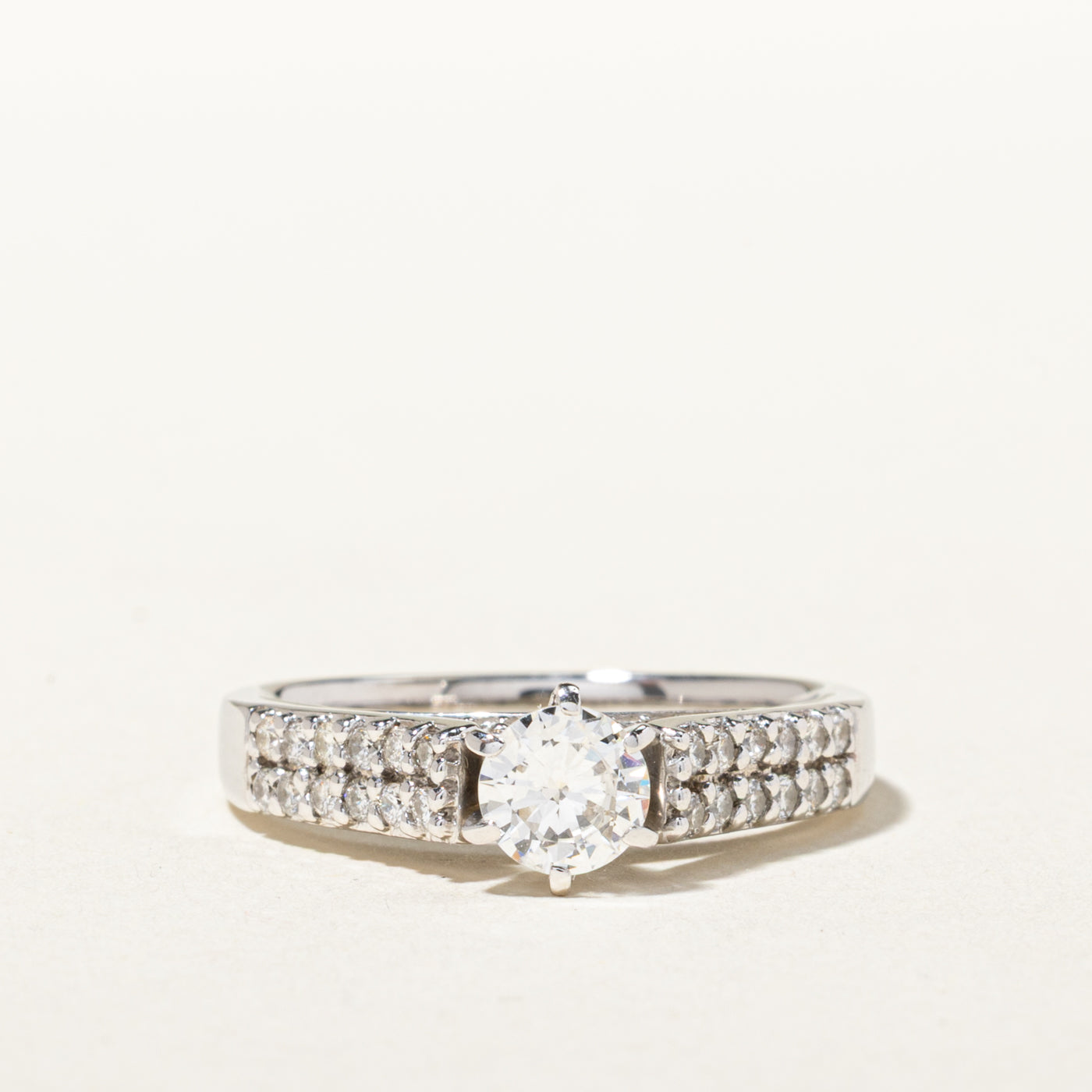 14k Diamond Pave Set Accented Engagement Ring | 0.43ct I1 G/H, 0.37ctw | SZ 7