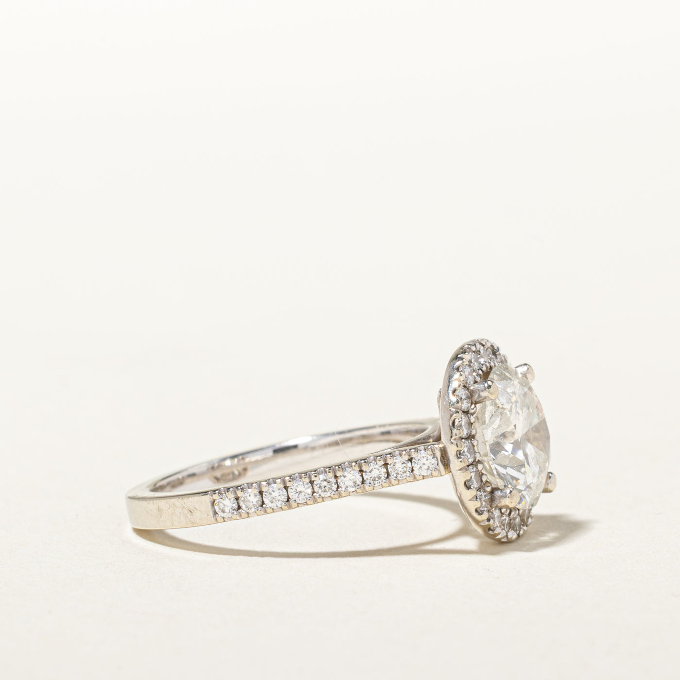 14k Diamond Halo Engagement Ring | 2.01ct I2 G-H, 0.48ctw | SZ 5.5