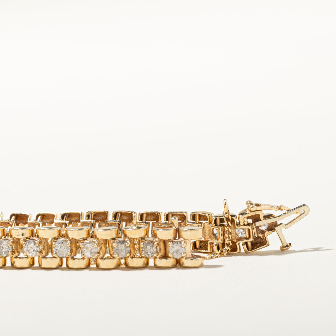 14k Diamond Panther Chain Tennis Bracelet | 4.00ctw | 7.5"