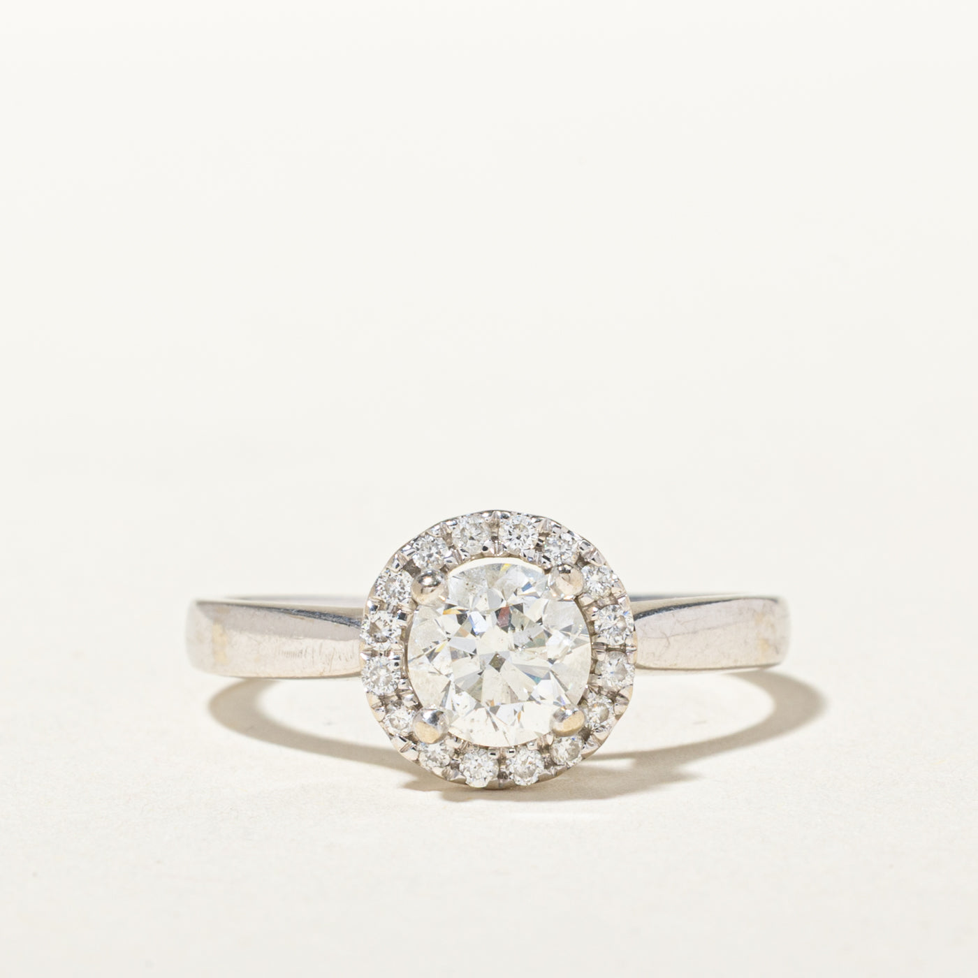 14k Pave Set Diamond Halo Engagement Ring | 1.00ct I1 H-I, 0.19ctw | SZ 8.25