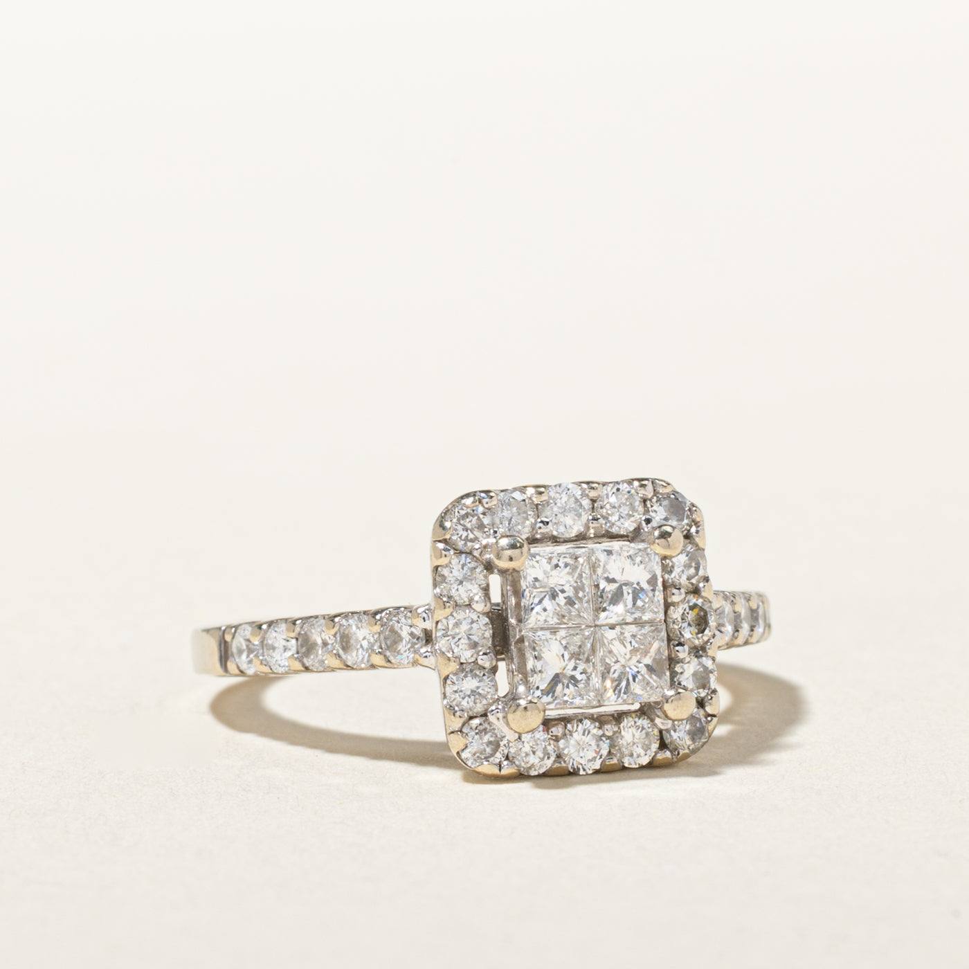 14k Diamond Grid Halo Ring | 1.00ctw | SZ 5.25