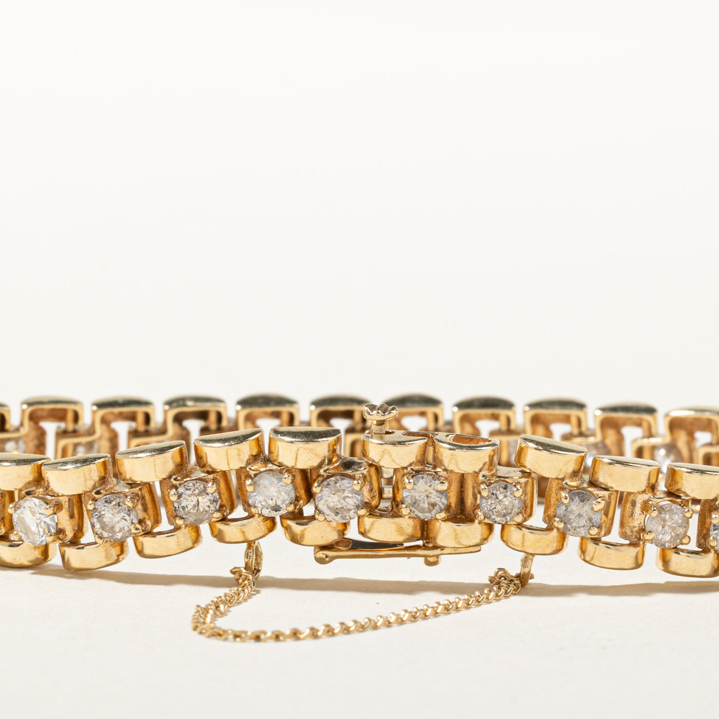 14k Diamond Panther Chain Tennis Bracelet | 4.00ctw | 7.5"