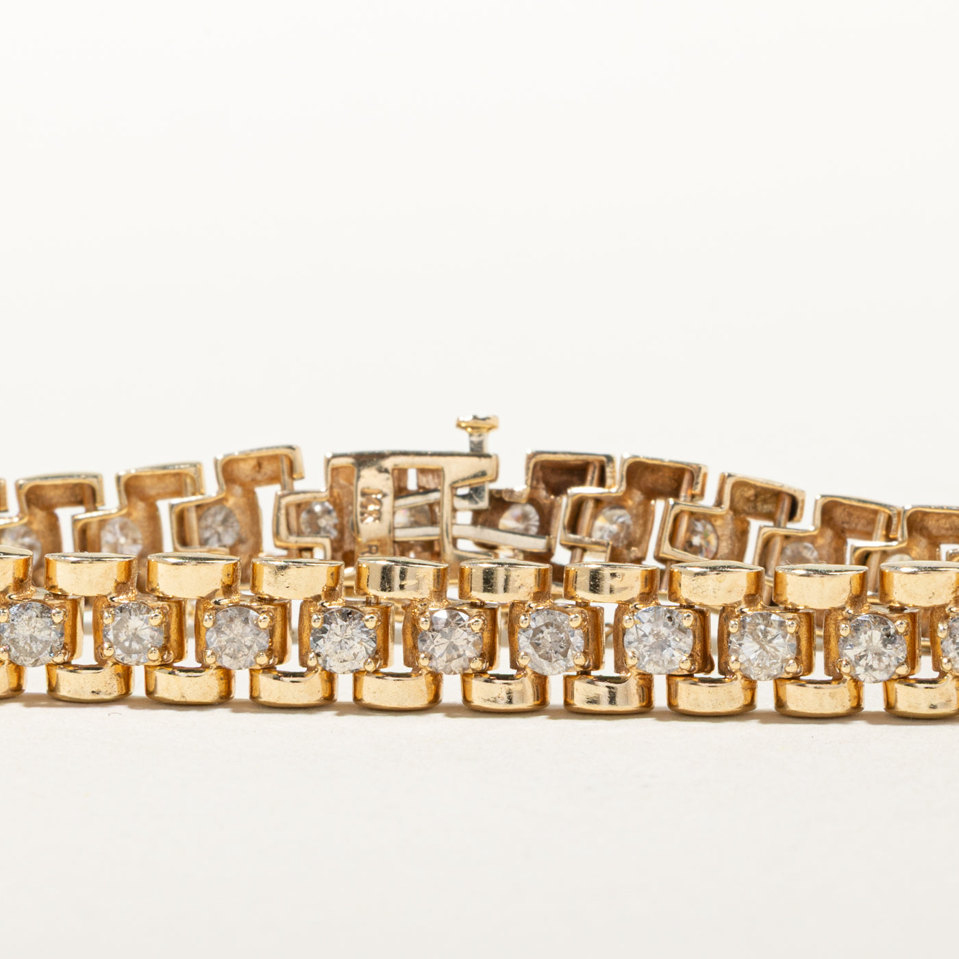 14k Diamond Panther Chain Tennis Bracelet | 4.00ctw | 7.5"