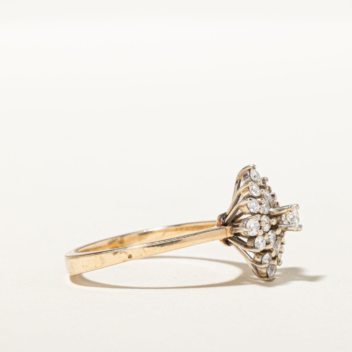 14k Diamond Petal Cluster Ring | 0.91ctw | SZ 8.75