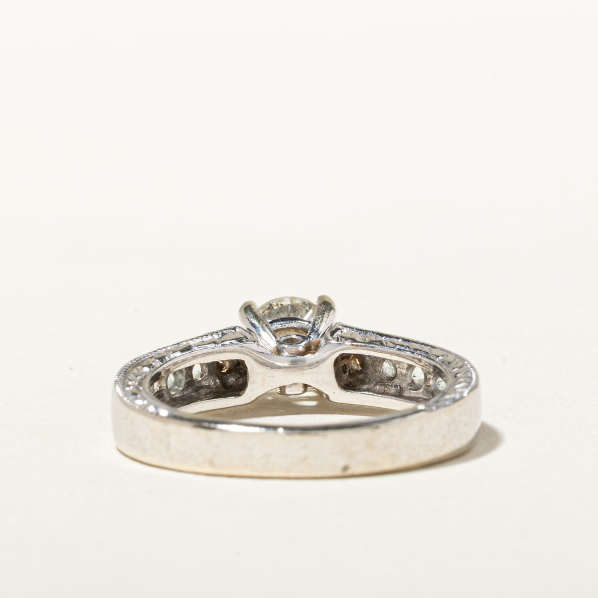 14k Diamond & Aquamarine Accented Milgrain Ring | 0.90ct I2 H/I, 0.16ctw | SZ 6.5