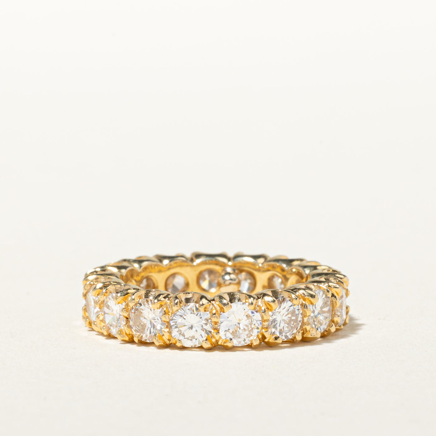 18k Eternity Diamond Textured Band | 3.08ctw | 4.50mm | SZ 3