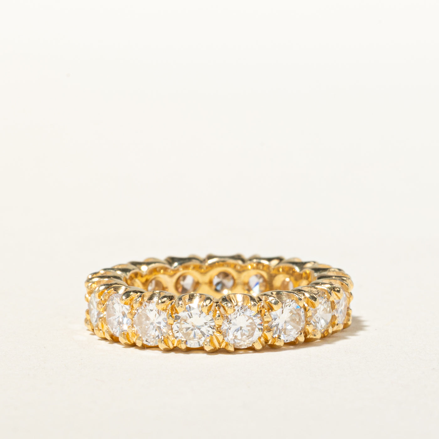 18k Eternity Diamond Textured Band | 3.08ctw | 4.50mm | SZ 3