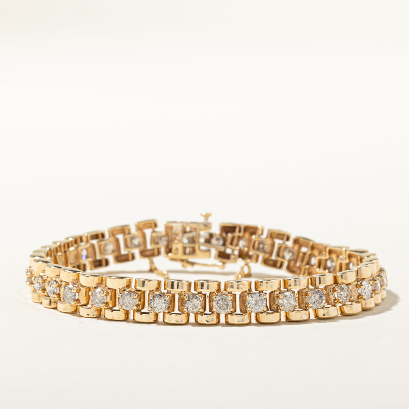 14k Diamond Panther Chain Tennis Bracelet | 4.00ctw | 7.5"