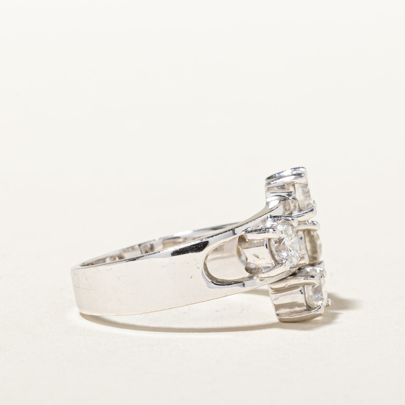 18k Four Stone Diamond Cross Over Ring | 0.79ctw | SZ 5.25