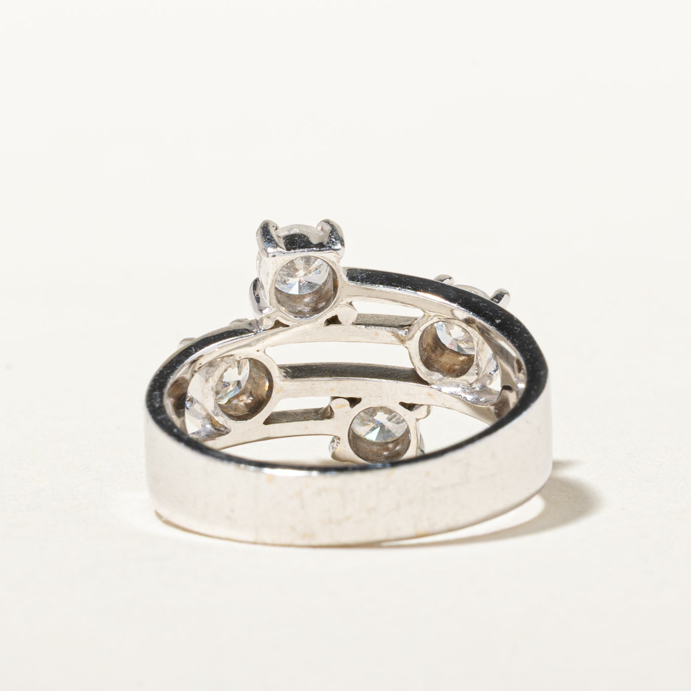 18k Four Stone Diamond Cross Over Ring | 0.79ctw | SZ 5.25