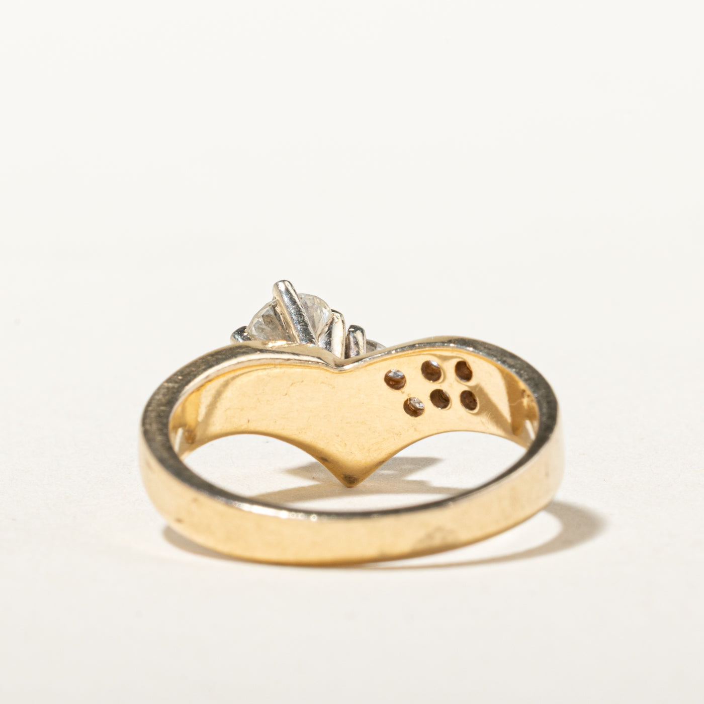 14k Two Stone Old European Cut Diamond Chevron Ring | 0.81ctw | SZ 6